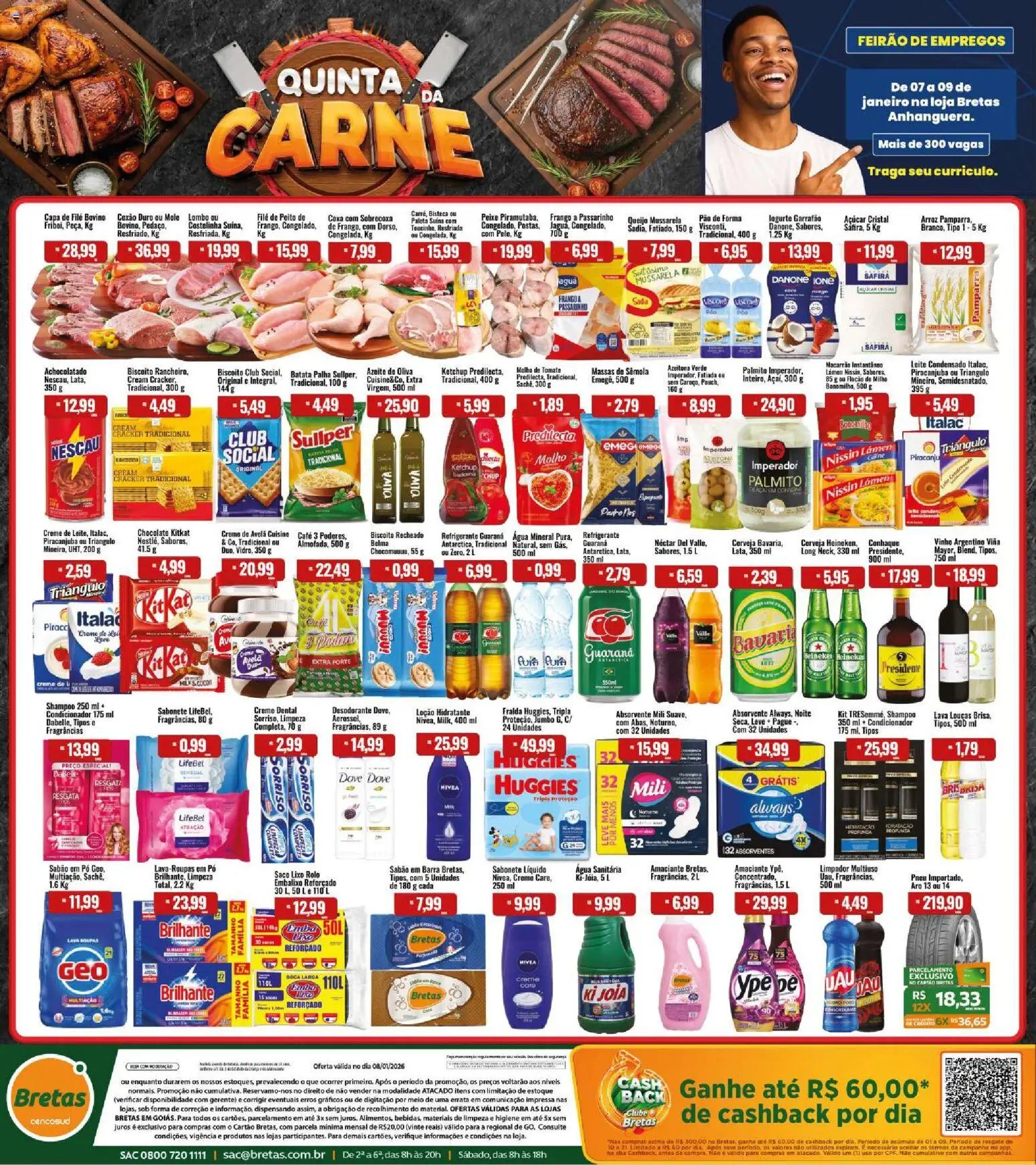 Bretas Folheto - válido de 08.01.2026 | Página: 1 | Produtos: Achocolatado, Cerveja, Peixe, Biscoito recheado