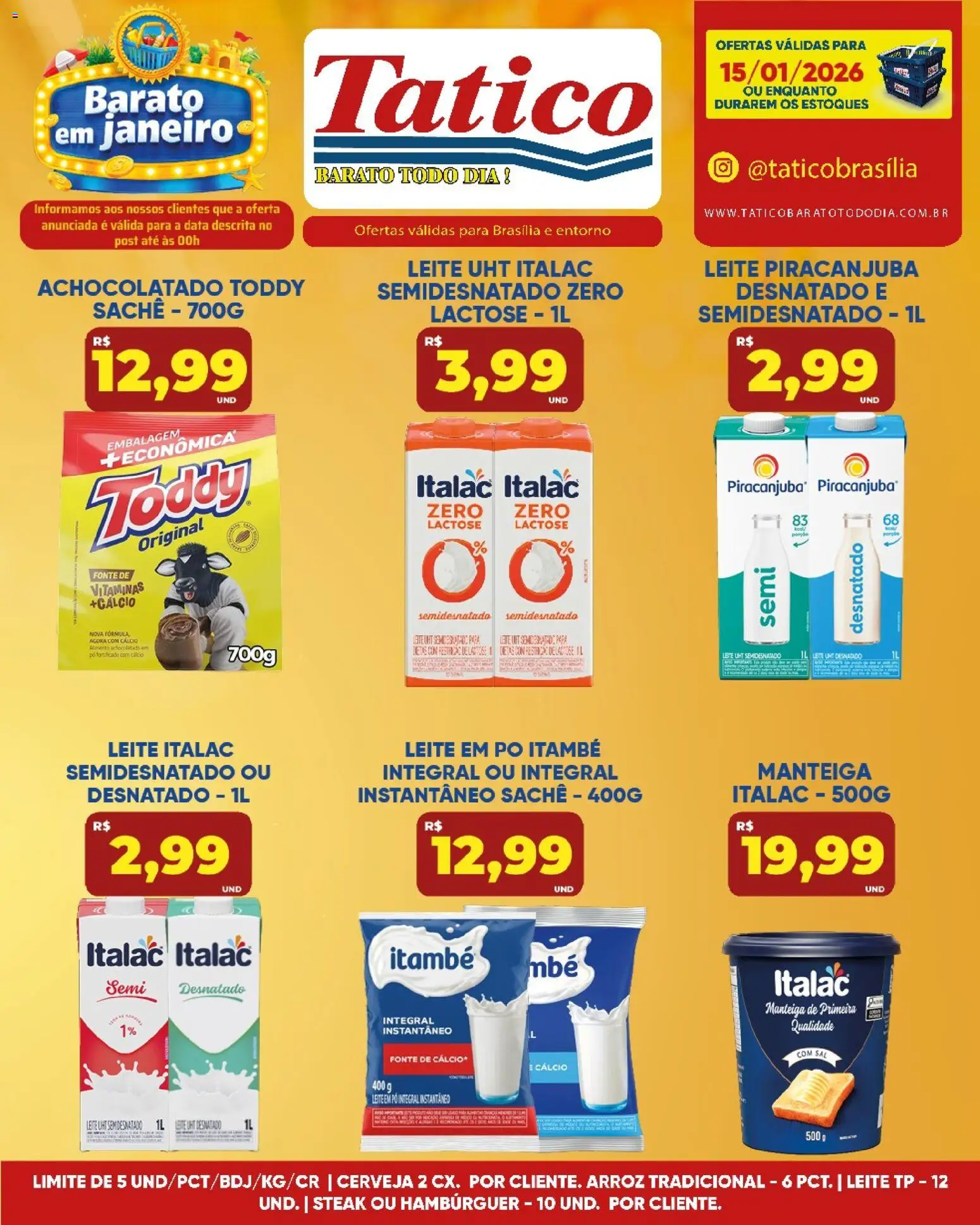 Tatico Folheto - válido de 15.01.2026 | Página: 5 | Produtos: Pó, Achocolatado, Hambúrguer, Leite em pó