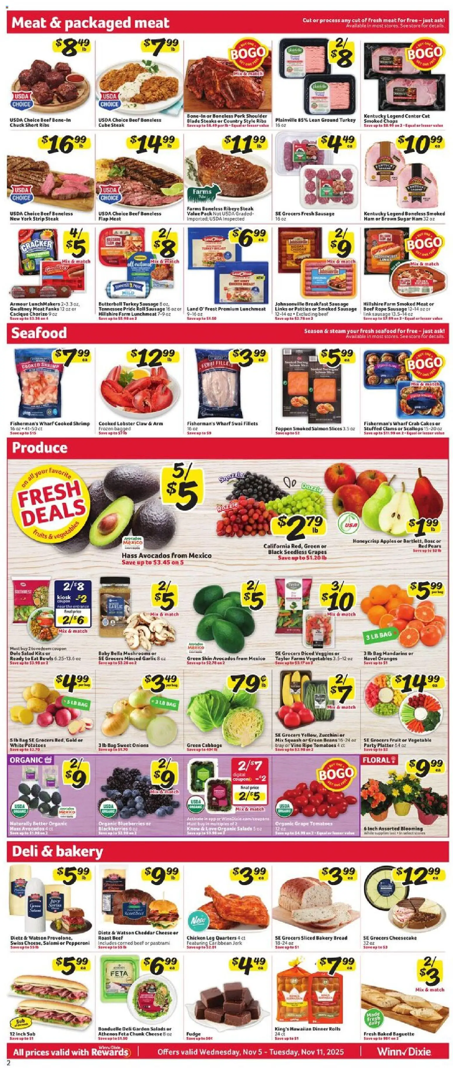 Winn Dixie Weekly Circular - FL - valid from 05.11.2025 | Page: 2 | Products: Squash, Apples, Sausage, Cabbage