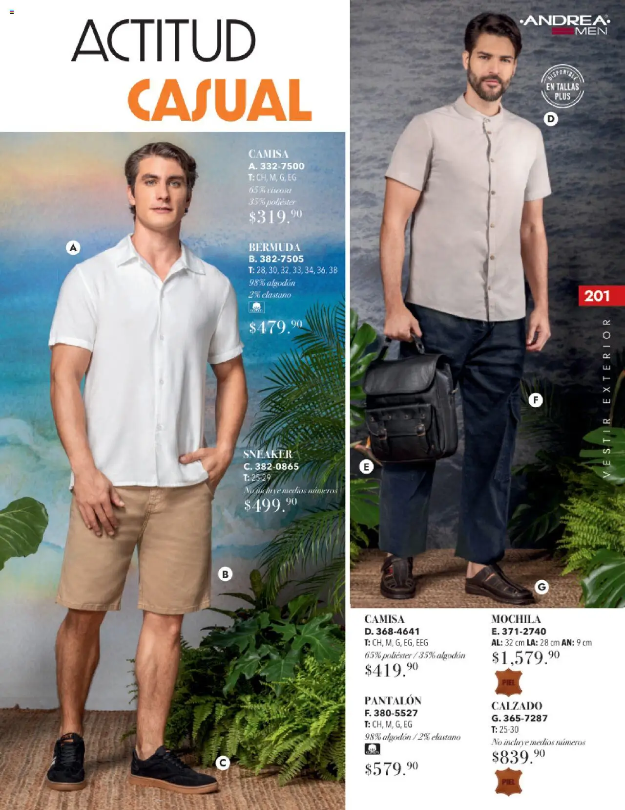 Nuevas ofertas de Andrea válidas en toda la República Mexicana desde el 17.08.2025. ¡Encuentra las mejores ofertas en Andrea - Catálogo Tropical Otoño / Invierno! | Página: 201 | Productos: Camisa, Mochila, Algodón, Bermuda