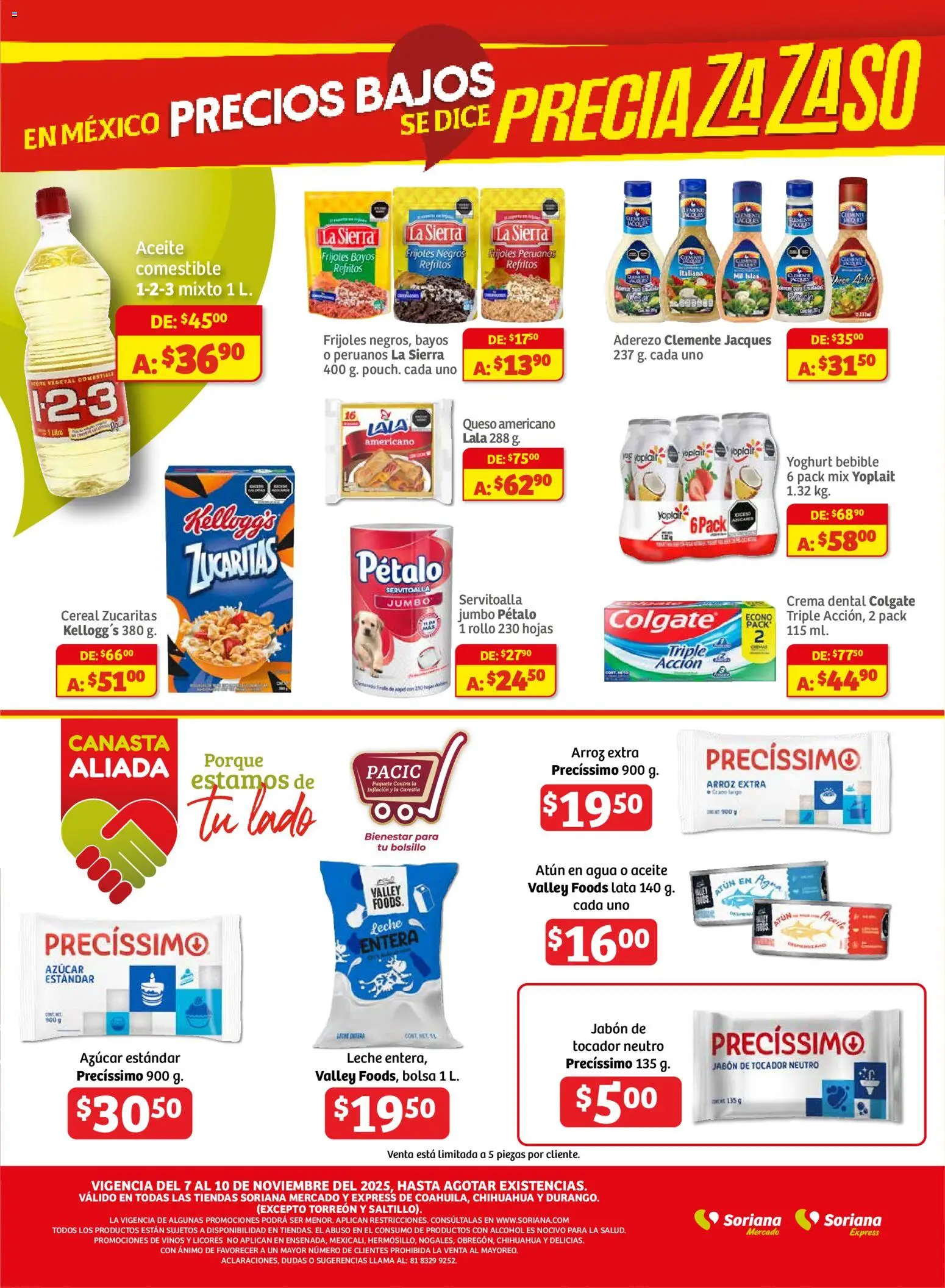 Nuevas ofertas de Soriana válidas en toda la República Mexicana desde el 07.11.2025. ¡Encuentra las mejores ofertas en Soriana - Fin de Semana Mercado: Coah, Chih y Dur! | Página: 3 | Productos: Atún, Crema, Leche, Arroz