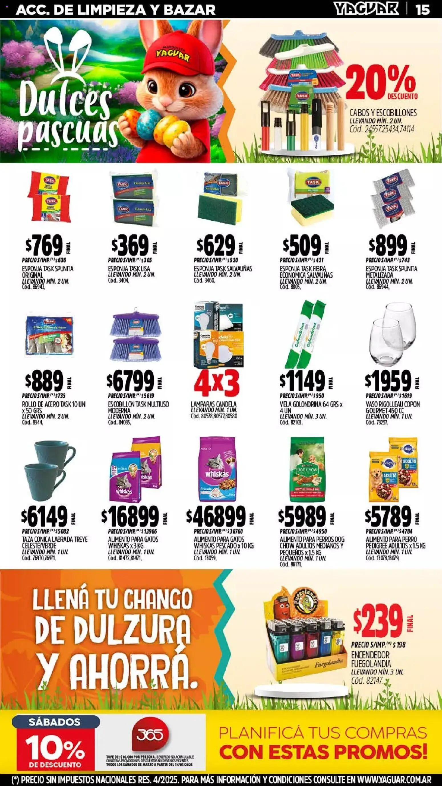 Yaguar - Oferta Semanal Neuquen │ válido desde el 23.03.2026 | Página: 15 | Productos: Encendedor, Pescado, Esponja, Escobillon