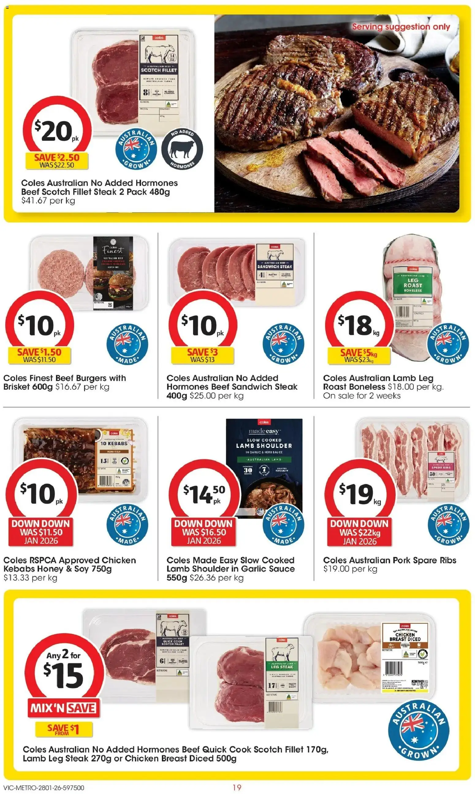 Coles catalogue - valid from 25.01.2026 | Page: 19 | Products: Honey, Pork, Lamb, Steak