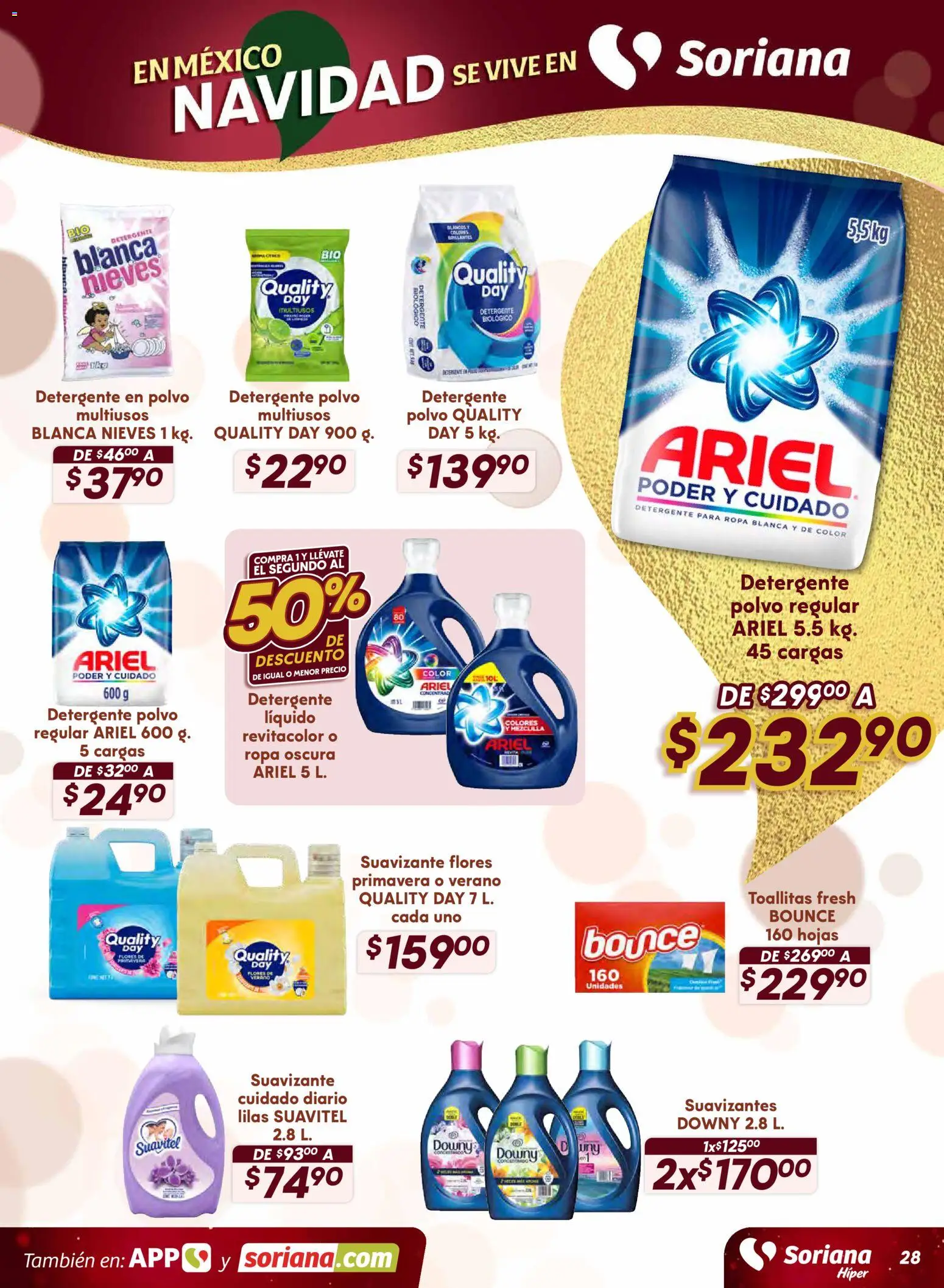 Nuevas ofertas de Soriana válidas en toda la República Mexicana desde el 18.11.2025. ¡Encuentra las mejores ofertas en Soriana - Preciazazaso Híper: Frontera Chih, Coah, Tamaulipas! | Página: 28 | Productos: Detergente, Suavizante, Ropa, Polvo