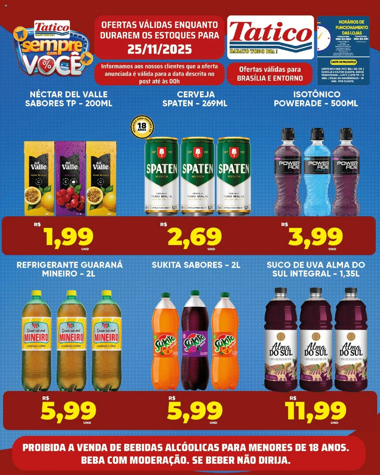 Tatico Folheto - válido de 25.11.2025 | Página: 13 | Produtos: Guaraná, Leite, Suco, Hambúrguer