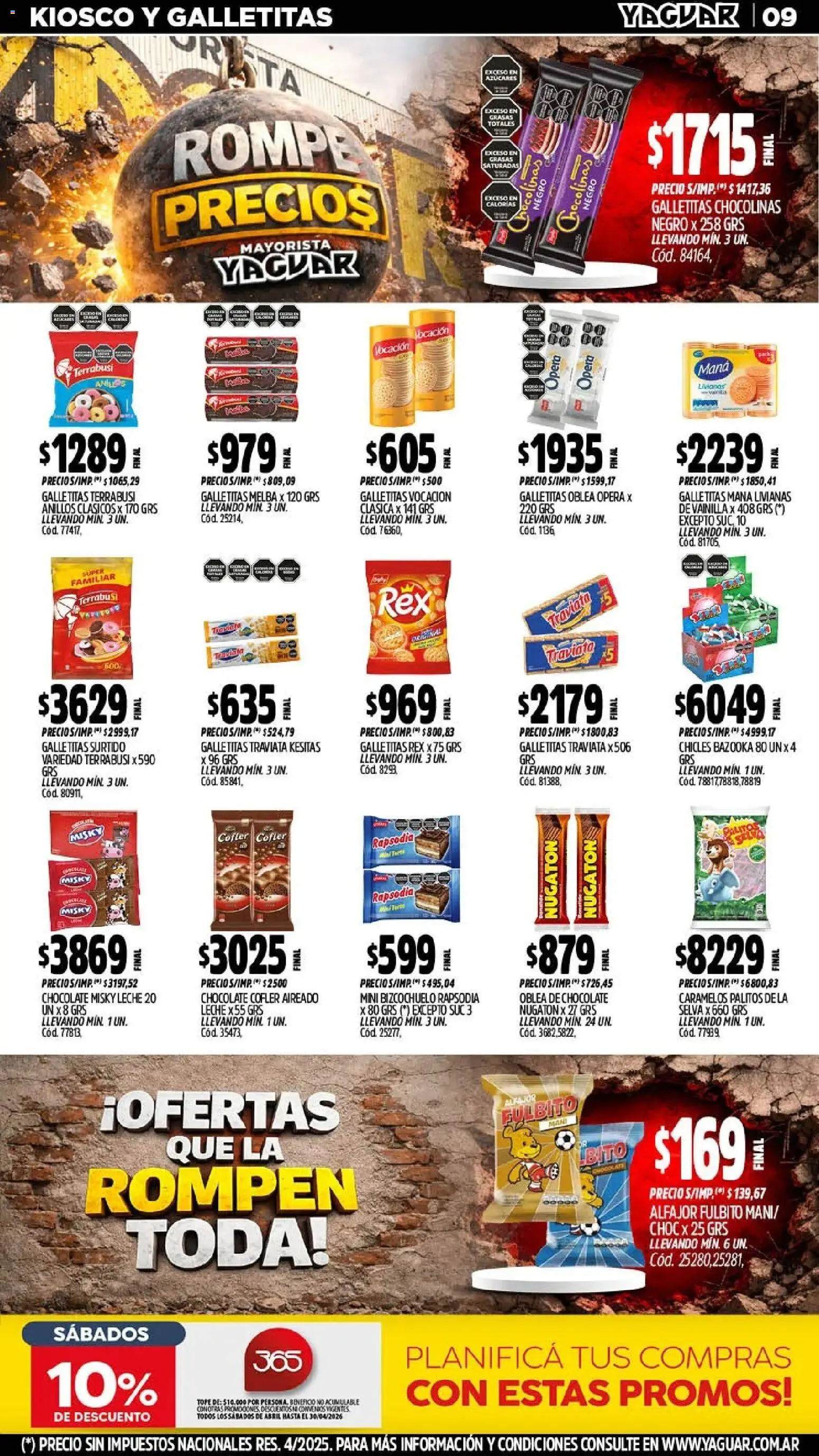 Yaguar - Oferta Semanal General Roca │ válido desde el 13.04.2026 | Página: 10 | Productos: Chicles, Mani, Leche, Chocolate