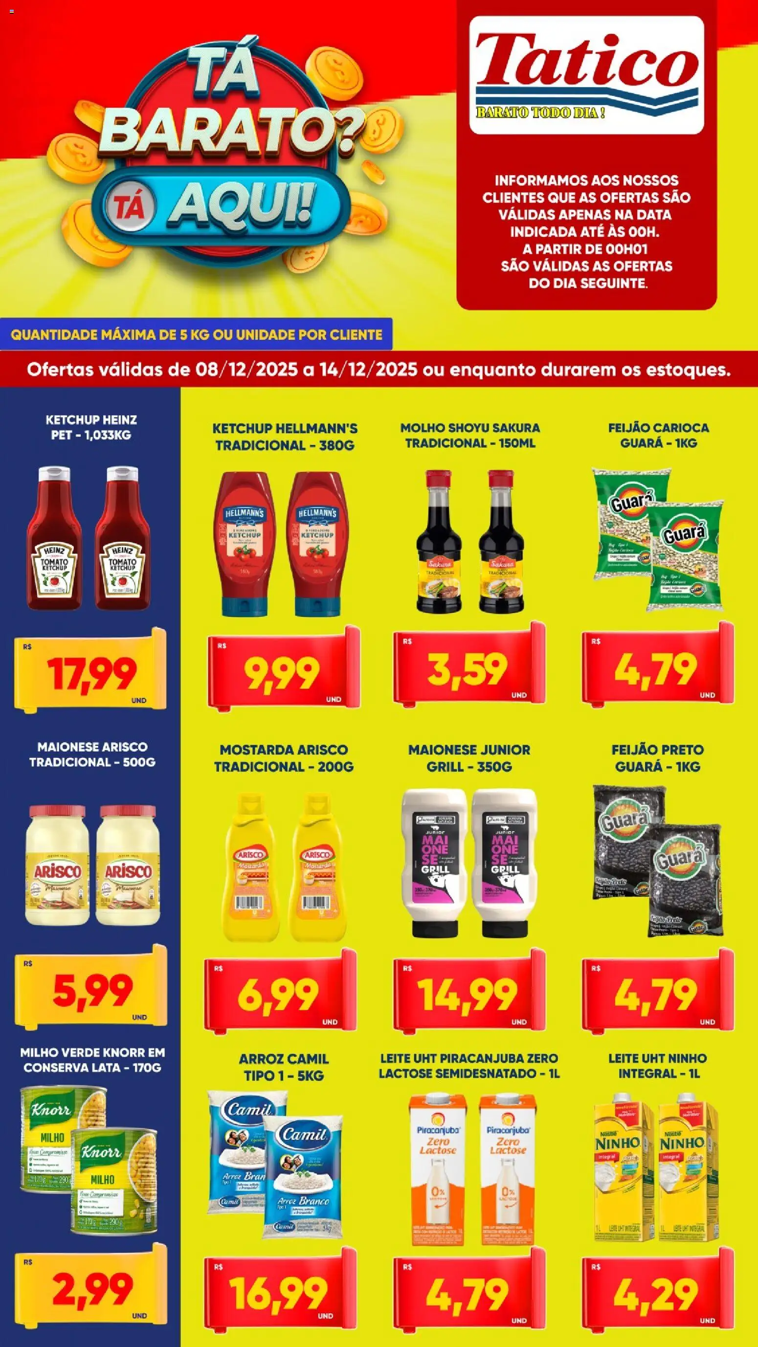Tatico Folheto - válido de 08.12.2025 | Página: 3 | Produtos: Grill, Feijão, Molho shoyu, Leite