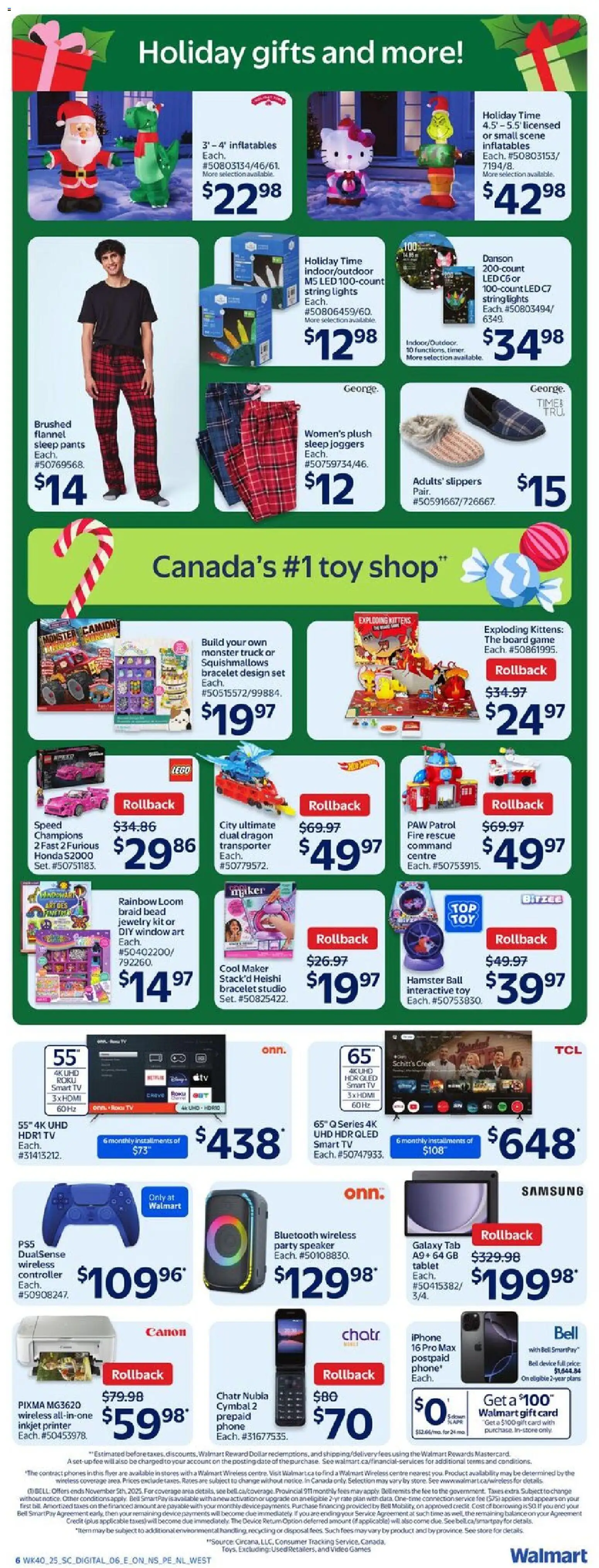 Walmart flyer valid from 30.10.2025 | Page: 9 | Products: Tablet, Video, Speaker, Apples