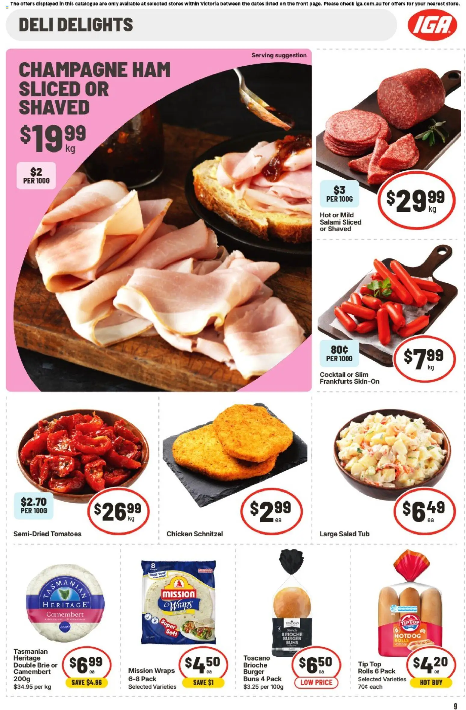 IGA catalogue - valid from 21.01.2026 | Page: 9 | Products: Salami, Ham, Chicken, Tomatoes