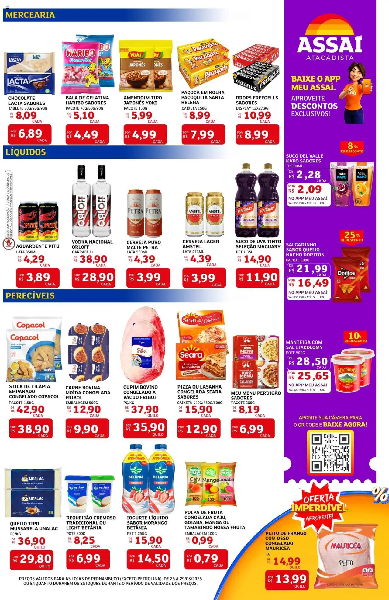 Assaí Atacadista Folheto - válido de 25.08.2025 | Página: 3 | Produtos: Tilápia, Pizza, Suco, Bebida