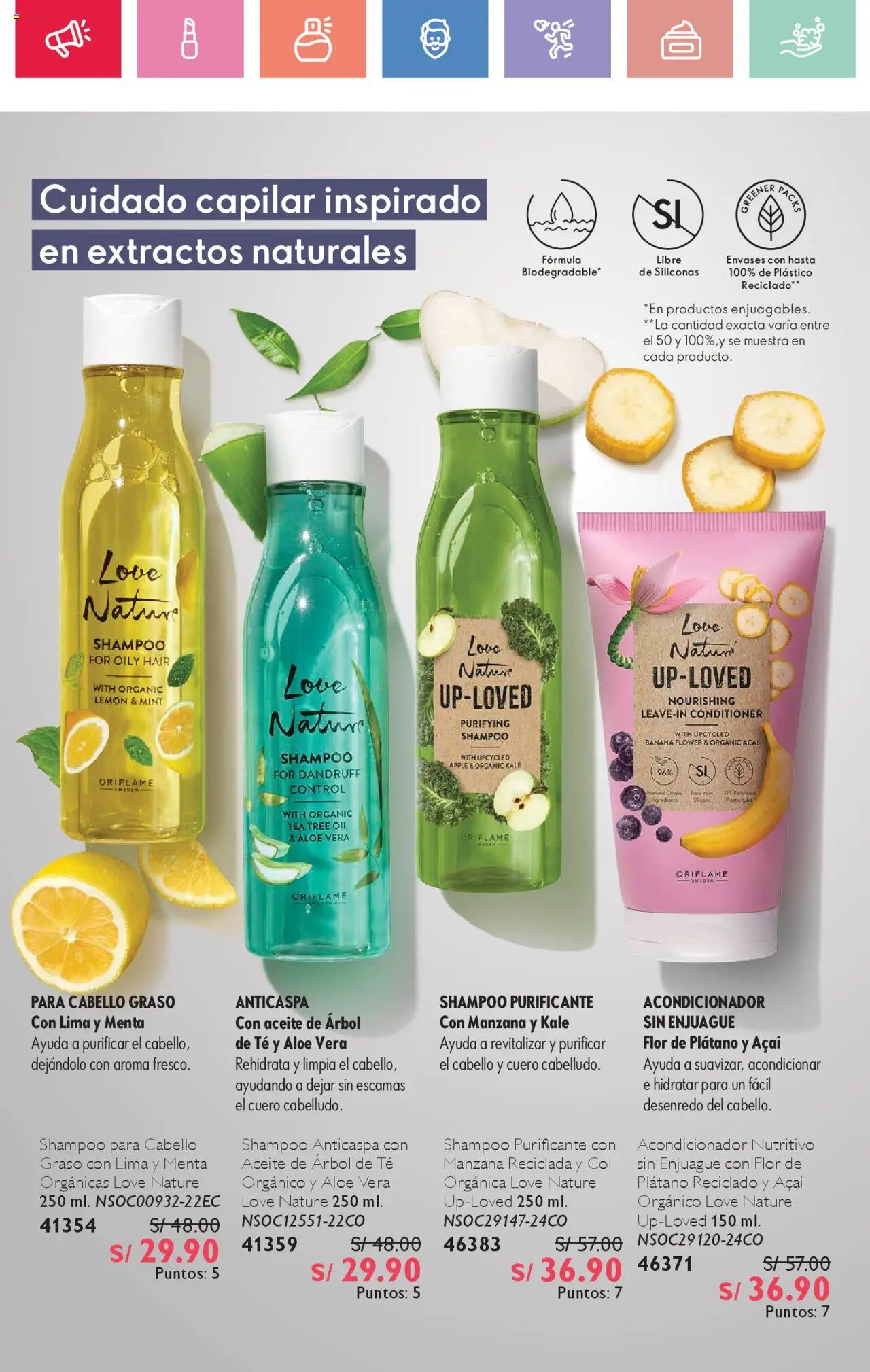 Catálogo Oriflame válido desde 23.08.2025 | Página: 106 | Productos: Shampoo, Acondicionador, Aceite, Té