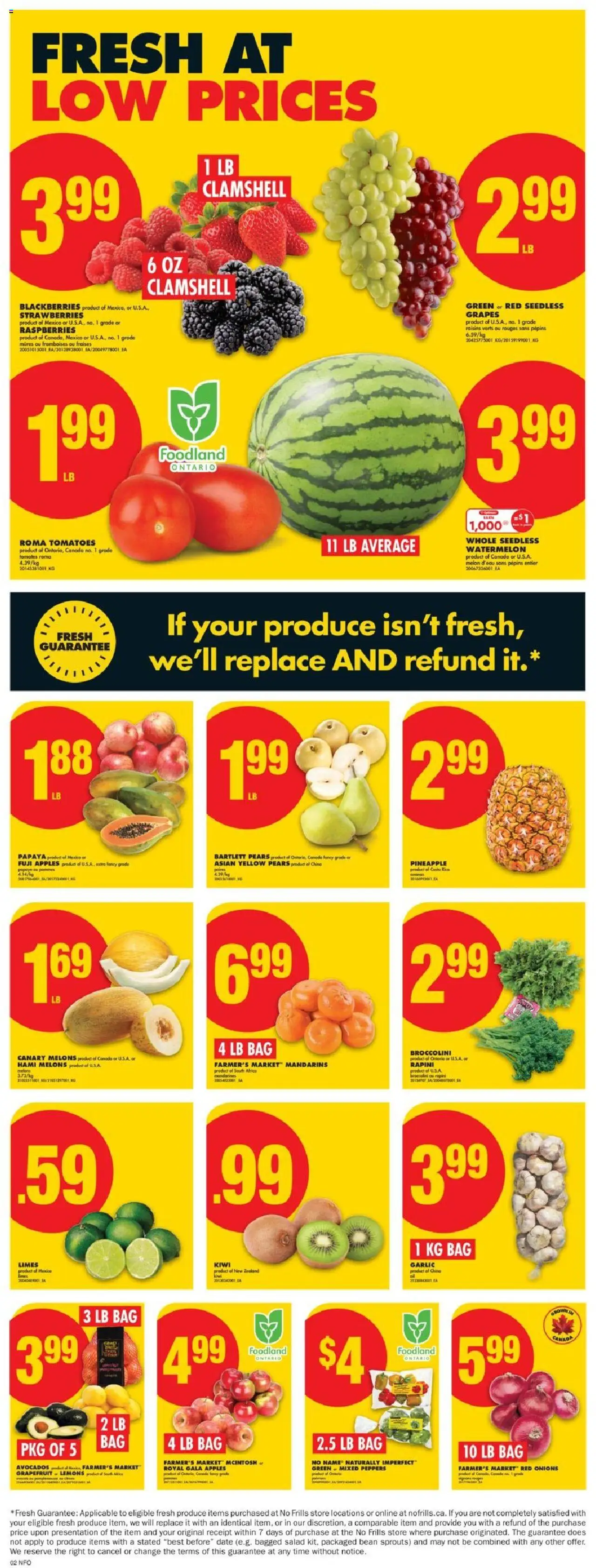 No Frills flyer valid from 11.09.2025 | Page: 3 | Products: Strawberries, Kiwi, Bag, Tomatoes