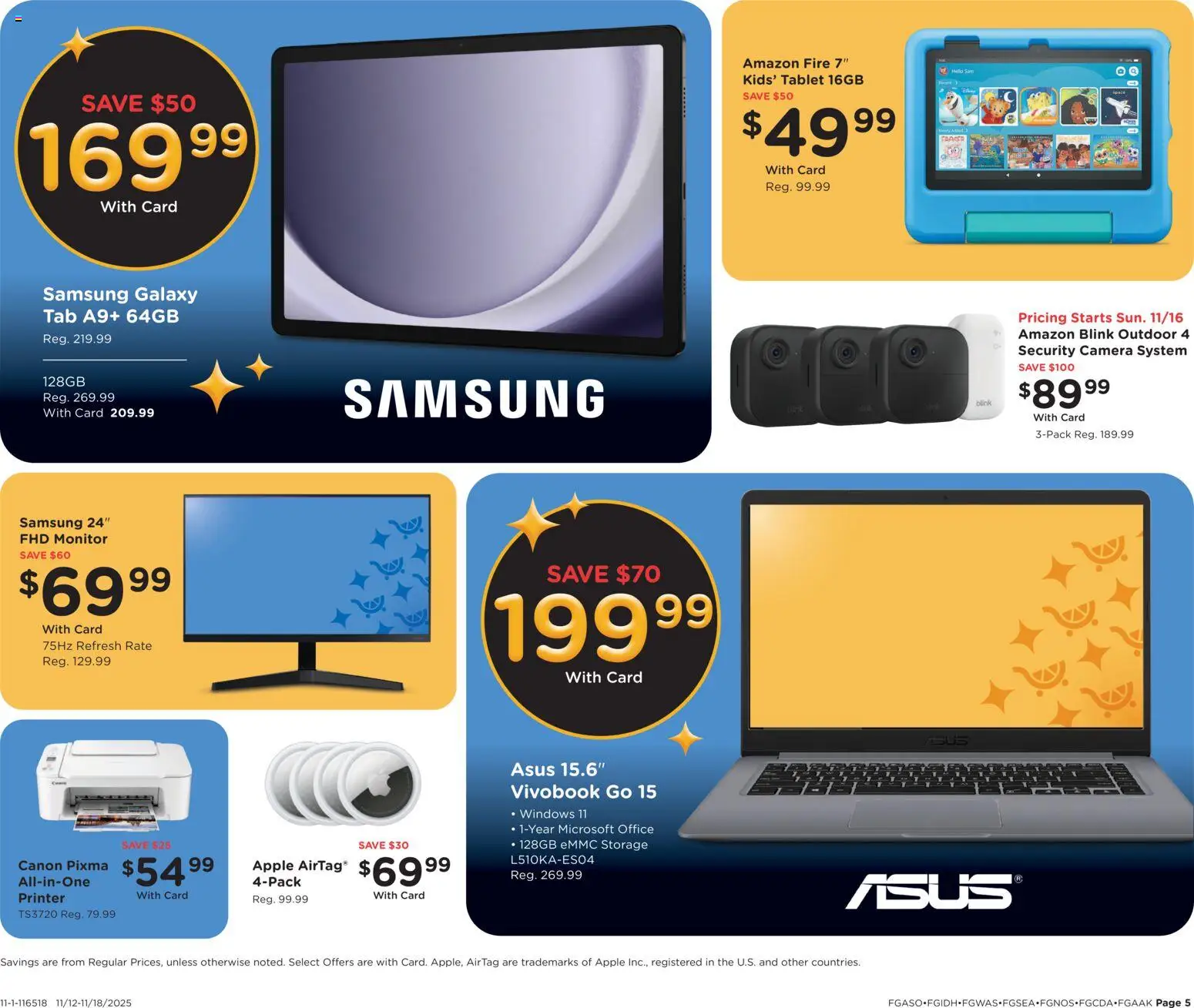Fred Meyer Black Friday Deals - valid from 12.11.2025 | Page: 6 | Products: Tablet, Monitor, Printer, Camera