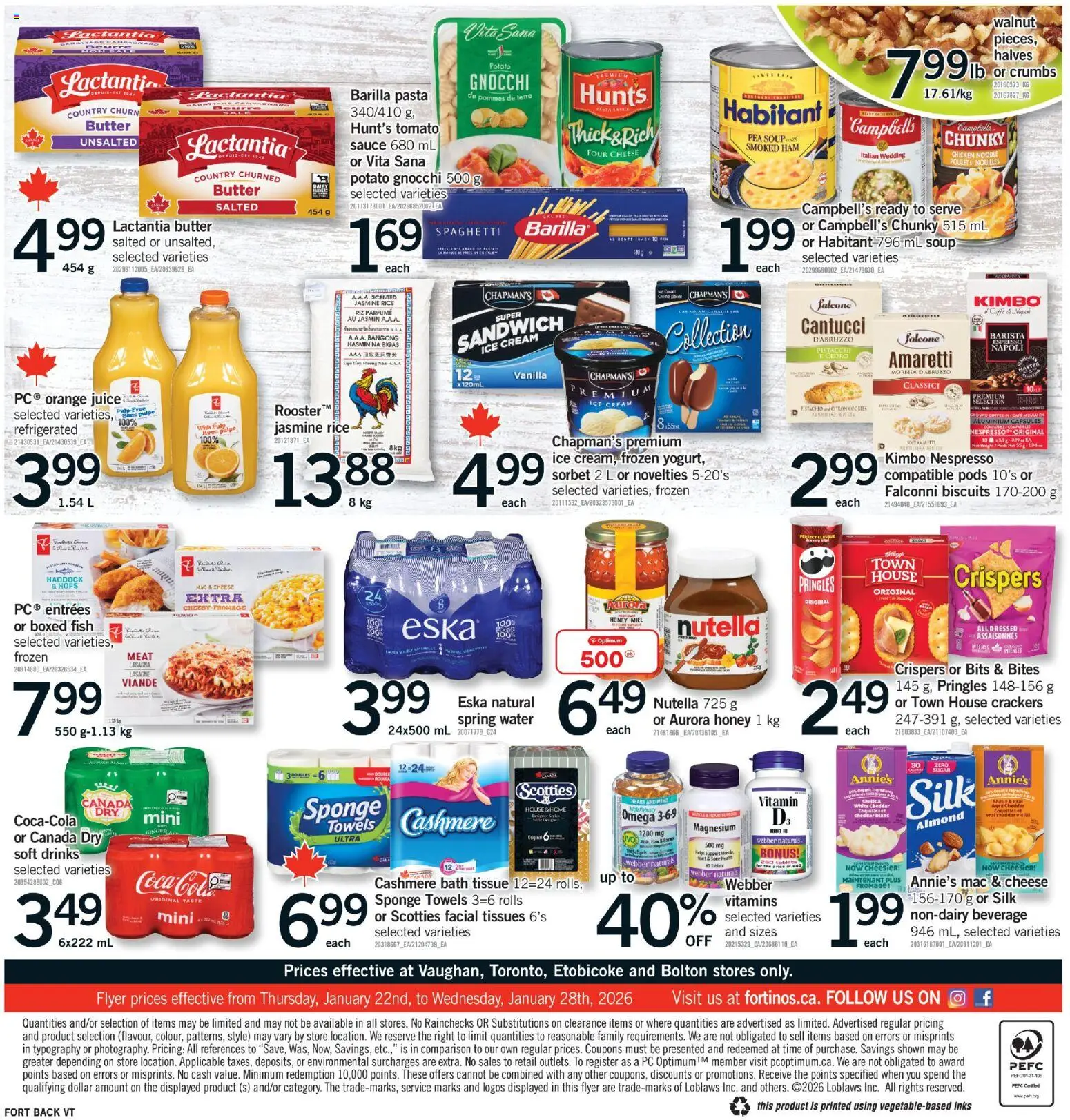 Fortinos flyer valid from 22.01.2026 | Page: 2 | Products: Fish, Cream, Cookies, Chicken