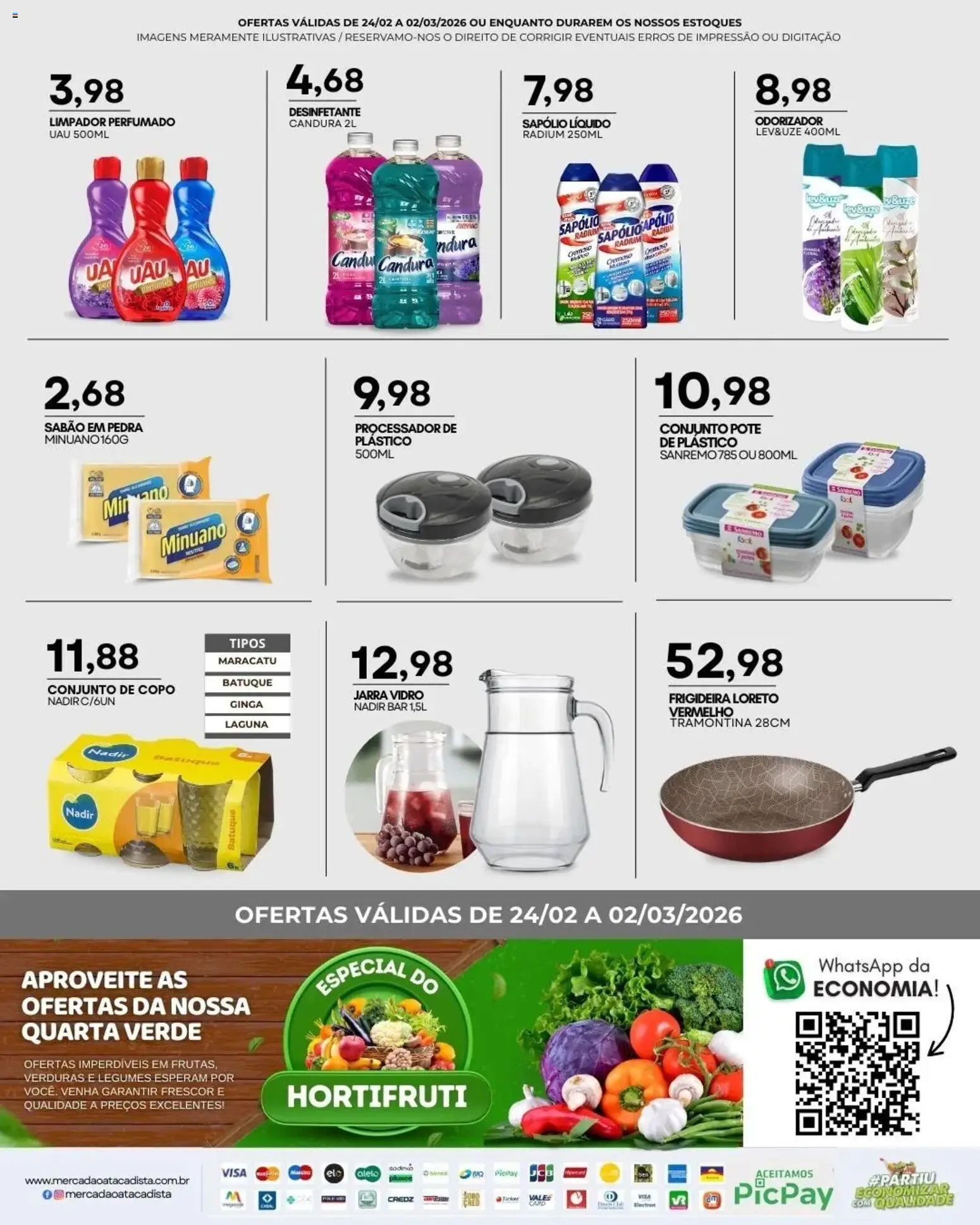 Mercadão Atacadista Folheto - válido de 24.02.2026 | Página: 12 | Produtos: Sabão, Processador, Jarra, Desinfetante