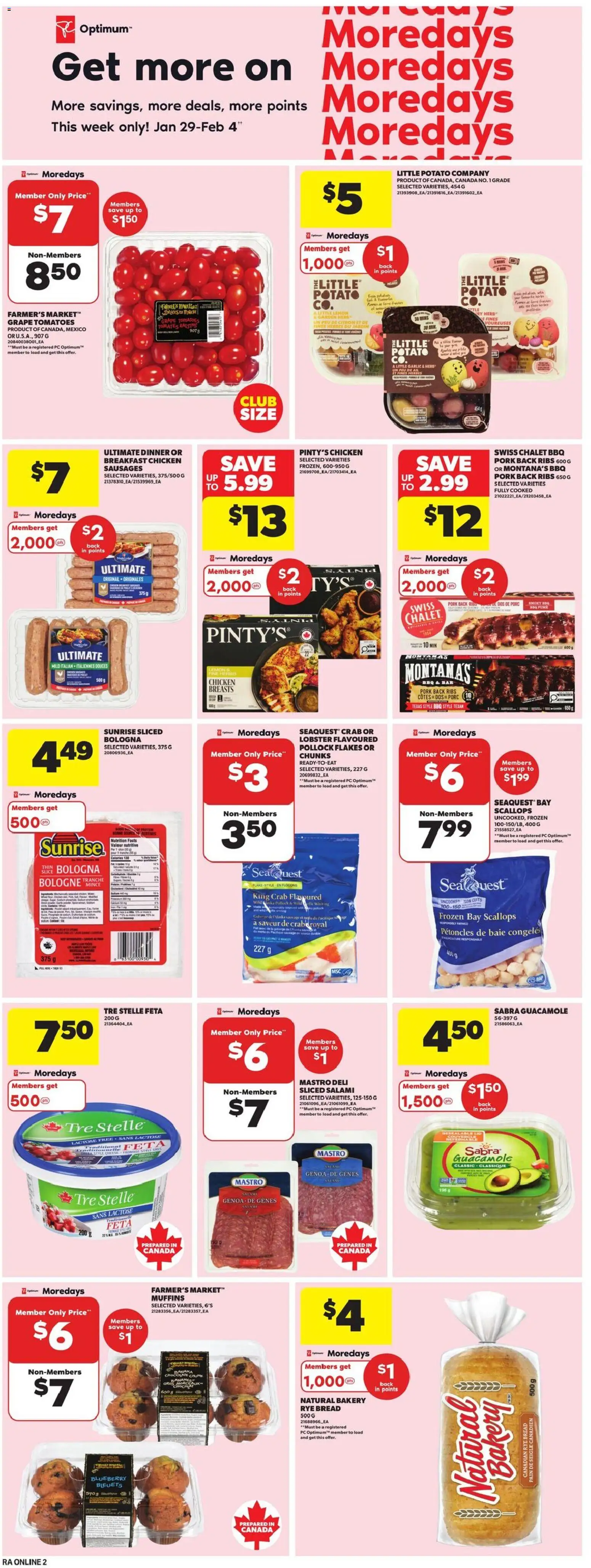 Atlantic Superstore flyer valid from 29.01.2026 | Page: 9 | Products: Chicken breasts, PC, Cheese, Tomatoes