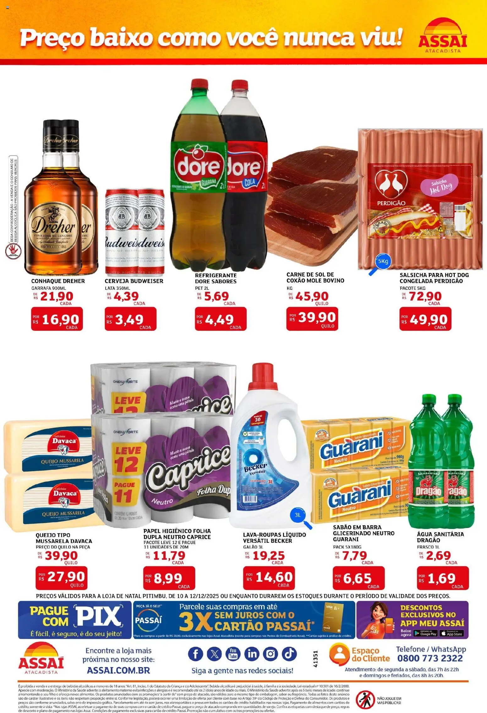 Assaí Atacadista Folheto - válido de 10.12.2025 | Página: 2 | Produtos: Salsicha, Cola, Queijo, Papel higiênico