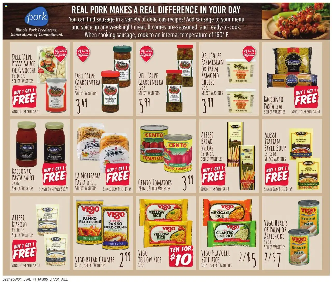 Jewel Osco Specialty Publication - valid from 24.09.2025 | Page: 5 | Products: Bread, Pizza, Tomatoes, Sausage