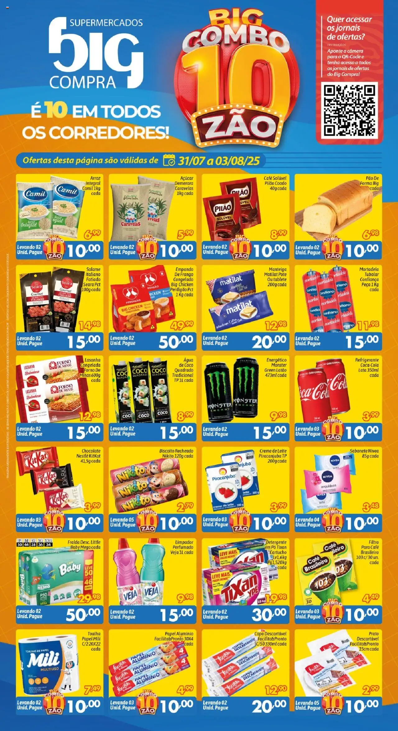 Big Compra Folheto - válido de 31.07.2025 | Página: 1 | Produtos: Pão, Arroz, Refrigerante, Biscoito recheado