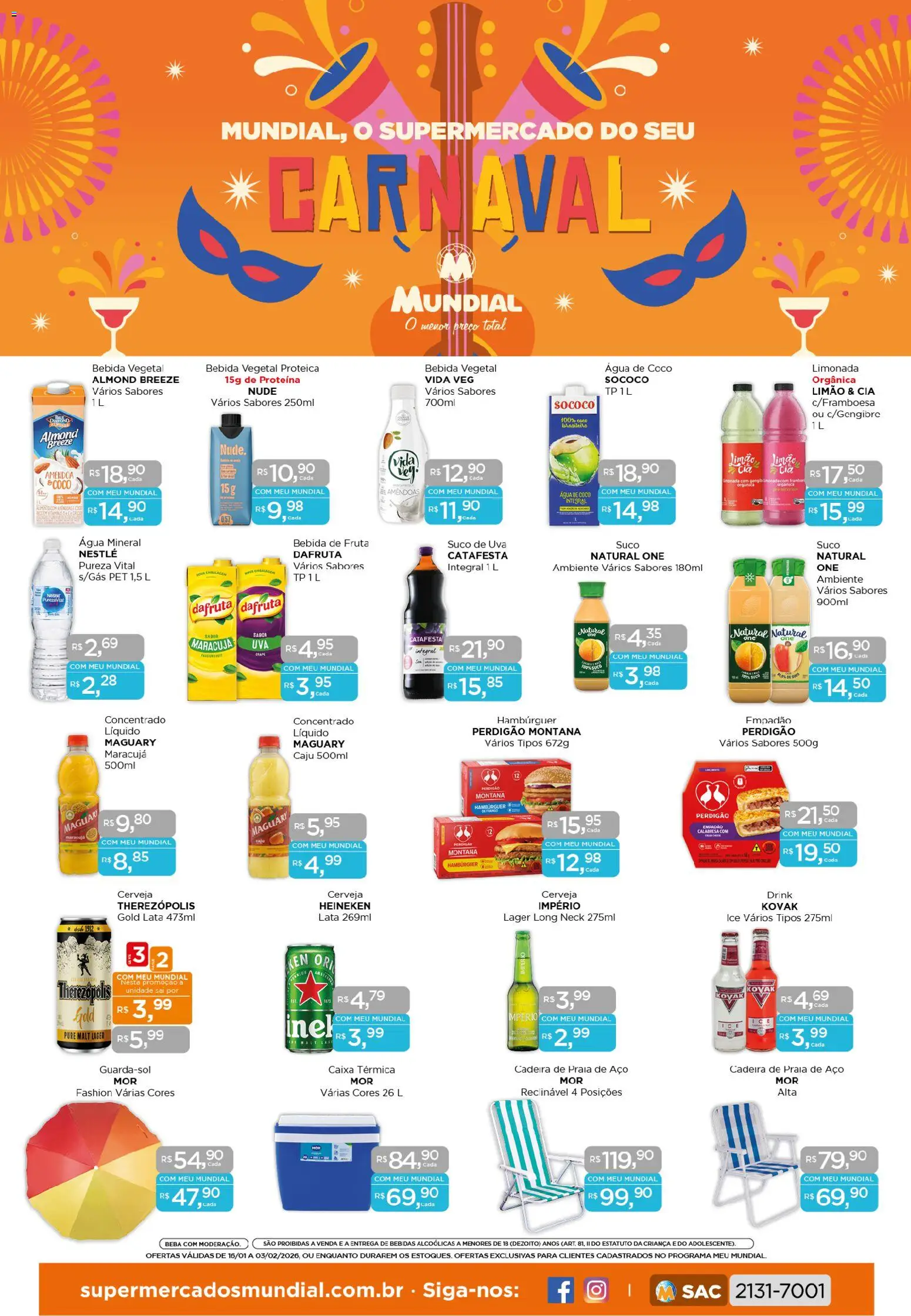 Mundial Folheto - válido de 16.01.2026 | Página: 1 | Produtos: Maracujá, Cadeira, Cerveja, Água mineral