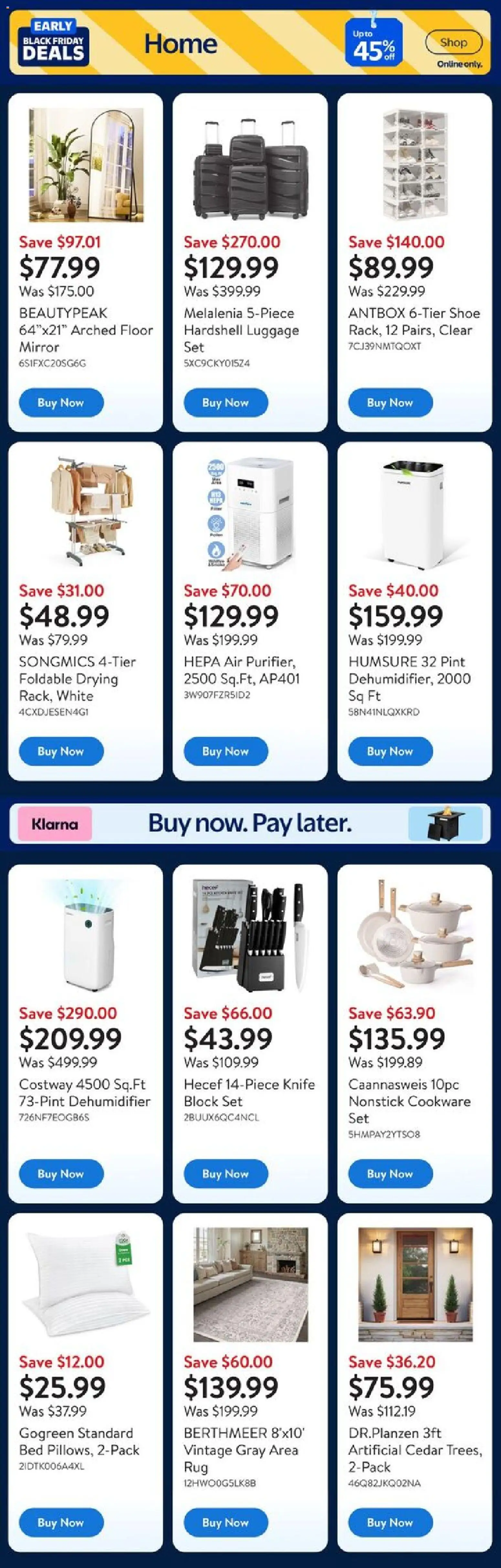 Walmart flyer valid from 06.11.2025 | Page: 4 | Products: Luggage, Bed, Mirror