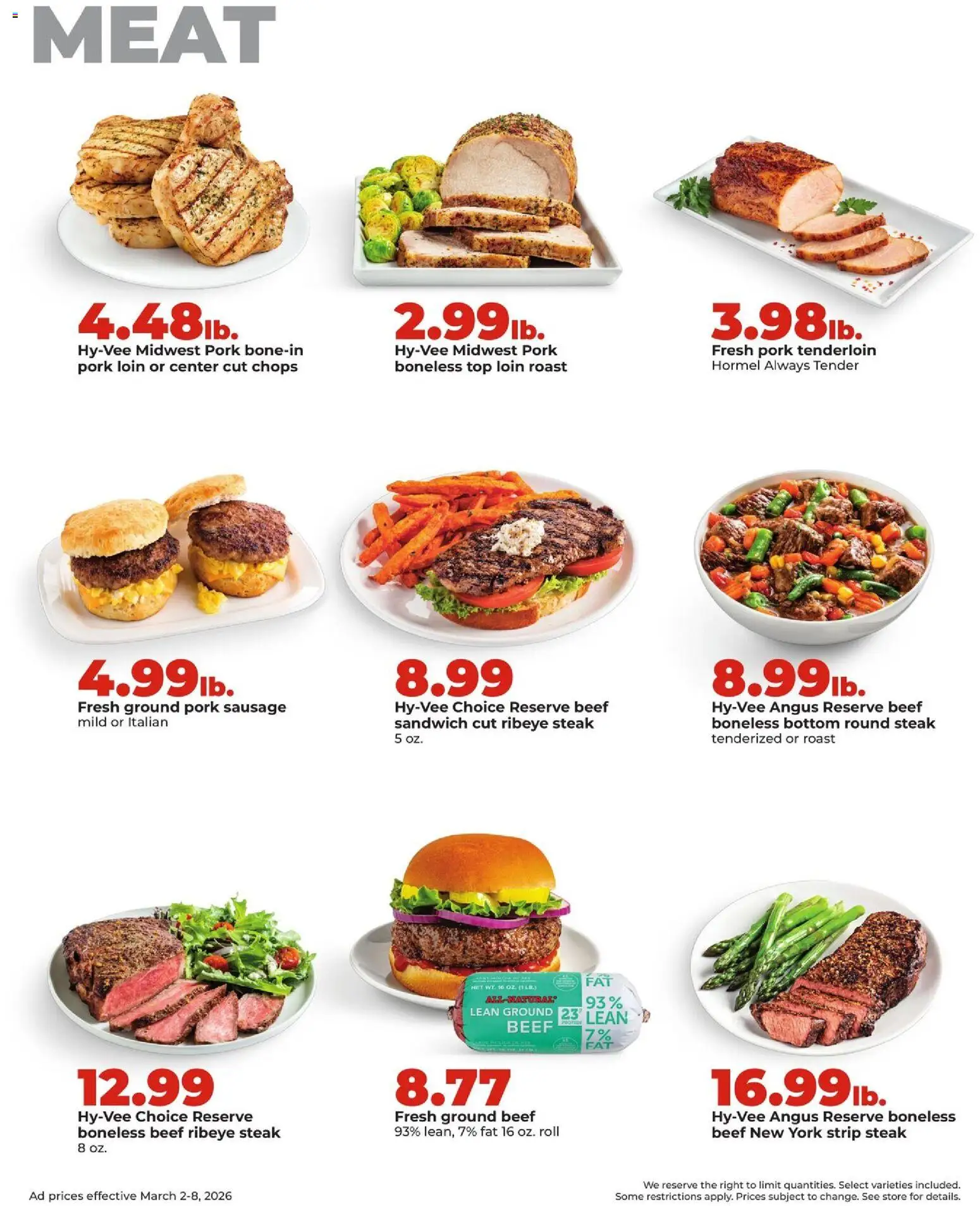 HyVee Weekly Ad - valid from 02.03.2026 | Page: 12 | Products: Pork, Beef, Sausage