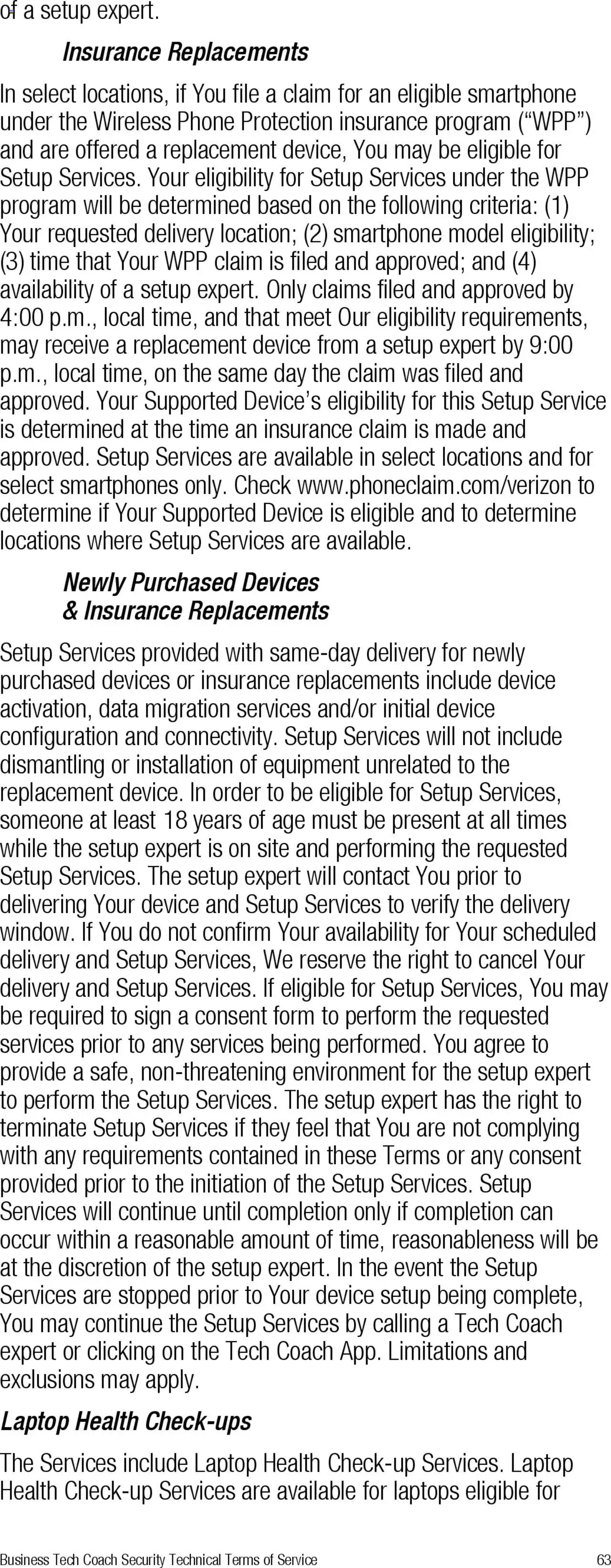 Verizon - Total Mobile Protection for Business and Multi-Devices for Business - valid from 13.03.2025 | Page: 63 | Products: Phone, Smartphone, Laptop