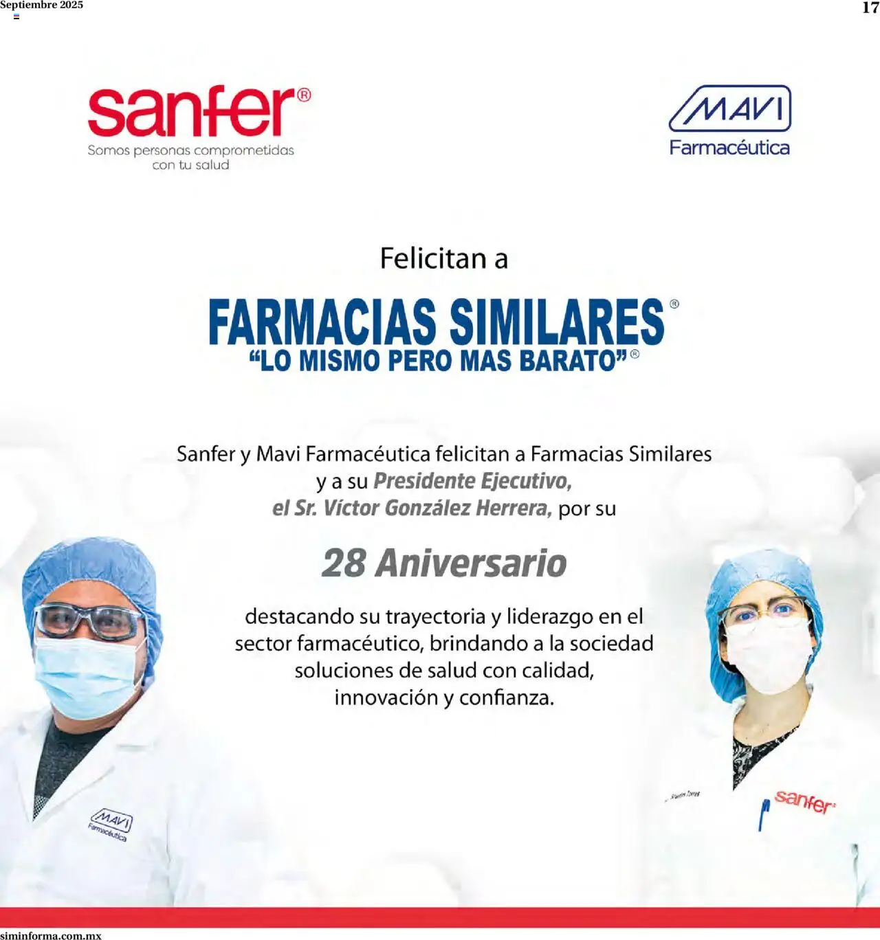 Nuevas ofertas de Farmacias Similares válidas en toda la República Mexicana desde el 22.09.2025. ¡Encuentra las mejores ofertas en Farmacias Similares - Catálogo Siminforma! | Página: 17