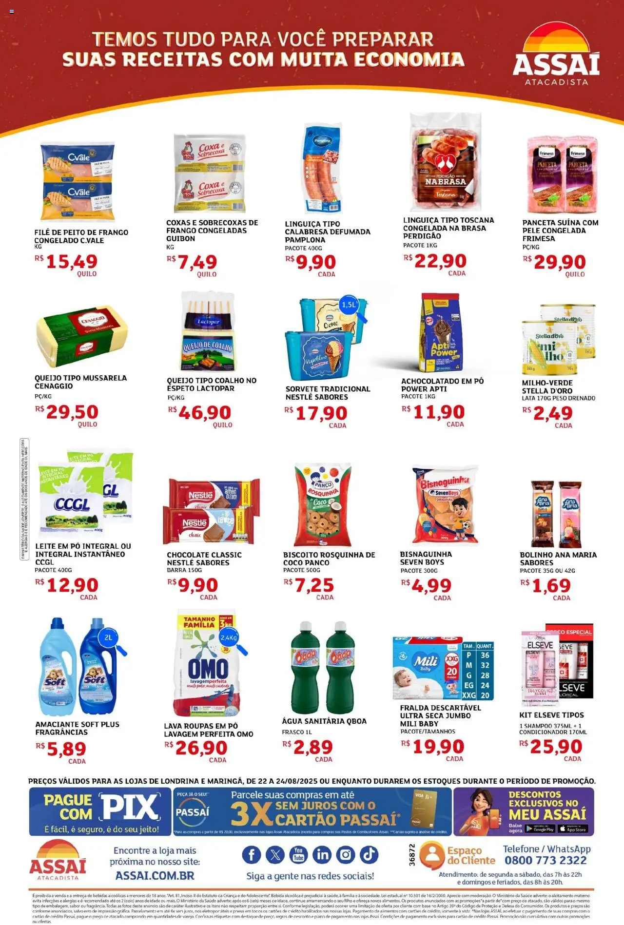 Assaí Atacadista Folheto - válido de 22.08.2025 | Página: 2 | Produtos: Base, Sorvete, Frango, Amaciante