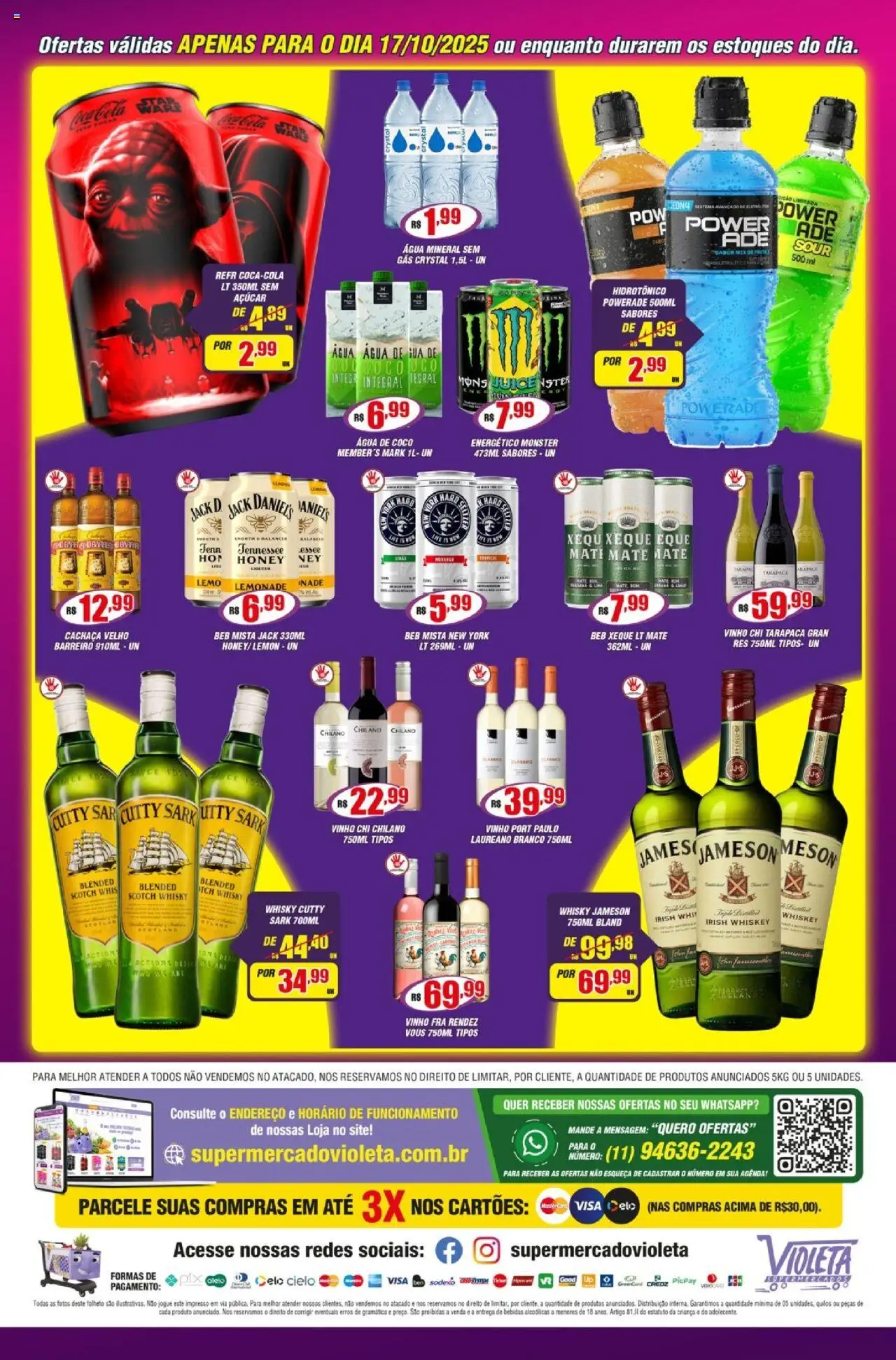 Violeta Supermercados Folheto - válido de 17.10.2025 | Página: 4 | Produtos: Whisky, Vinho, Açúcar, Monster