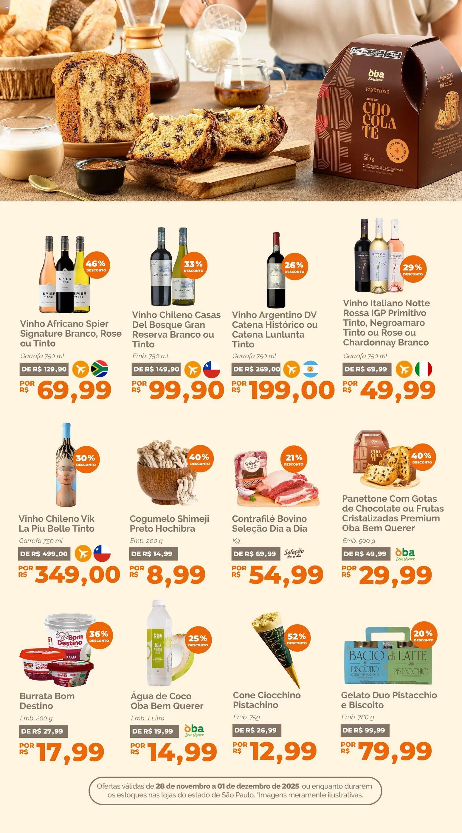 Oba Hortifruti Folheto - válido de 28.11.2025 | Página: 5 | Produtos: Cogumelo, Leite, Vinho, Açúcar