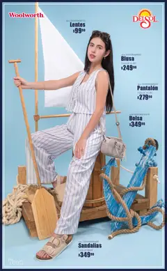 Vista previa de Del Sol y Woolworth catálogo Luce la Primavera, nuevo folleto de la tienda, válido en México a partir del 26.02.2026 | Página: 26 | Productos: Blusa, Lentes, Bolsa, Sandalias