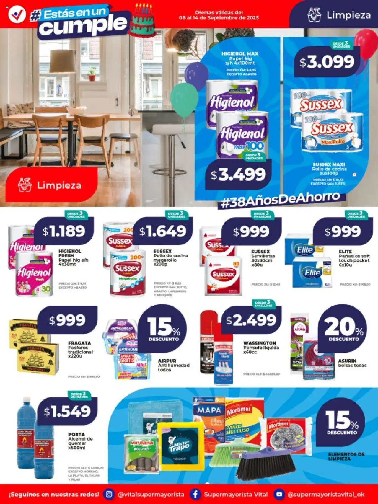 Vital ofertas - Posadas │ válido desde el 08.09.2025 | Página: 10 | Productos: Fósforos, Pomada, Cocina, Servilletas