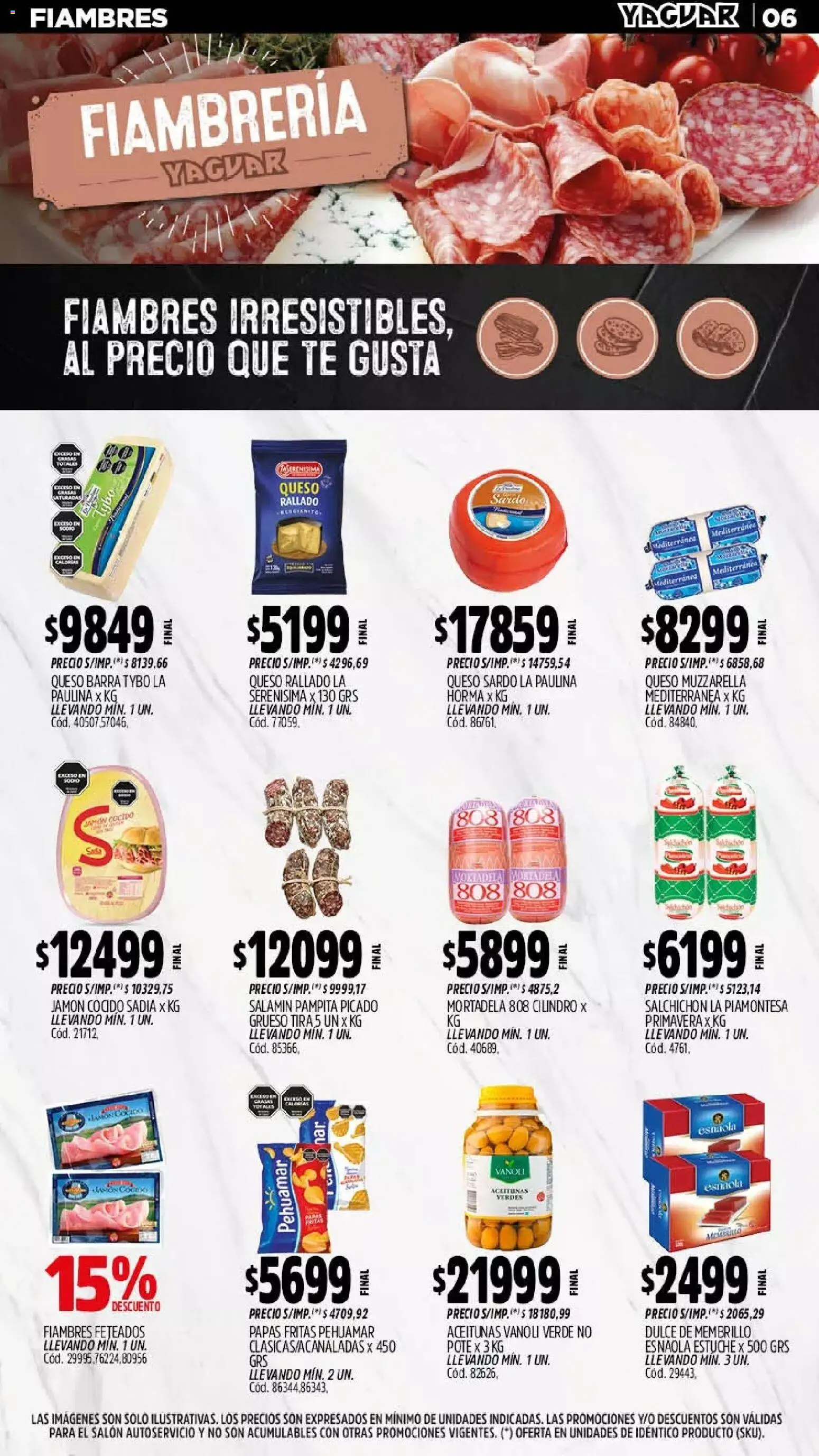 Yaguar - Oferta Semanal Santa Fé │ válido desde el 13.04.2026 | Página: 6 | Productos: Muzzarella, Aceitunas, Queso, Jamón