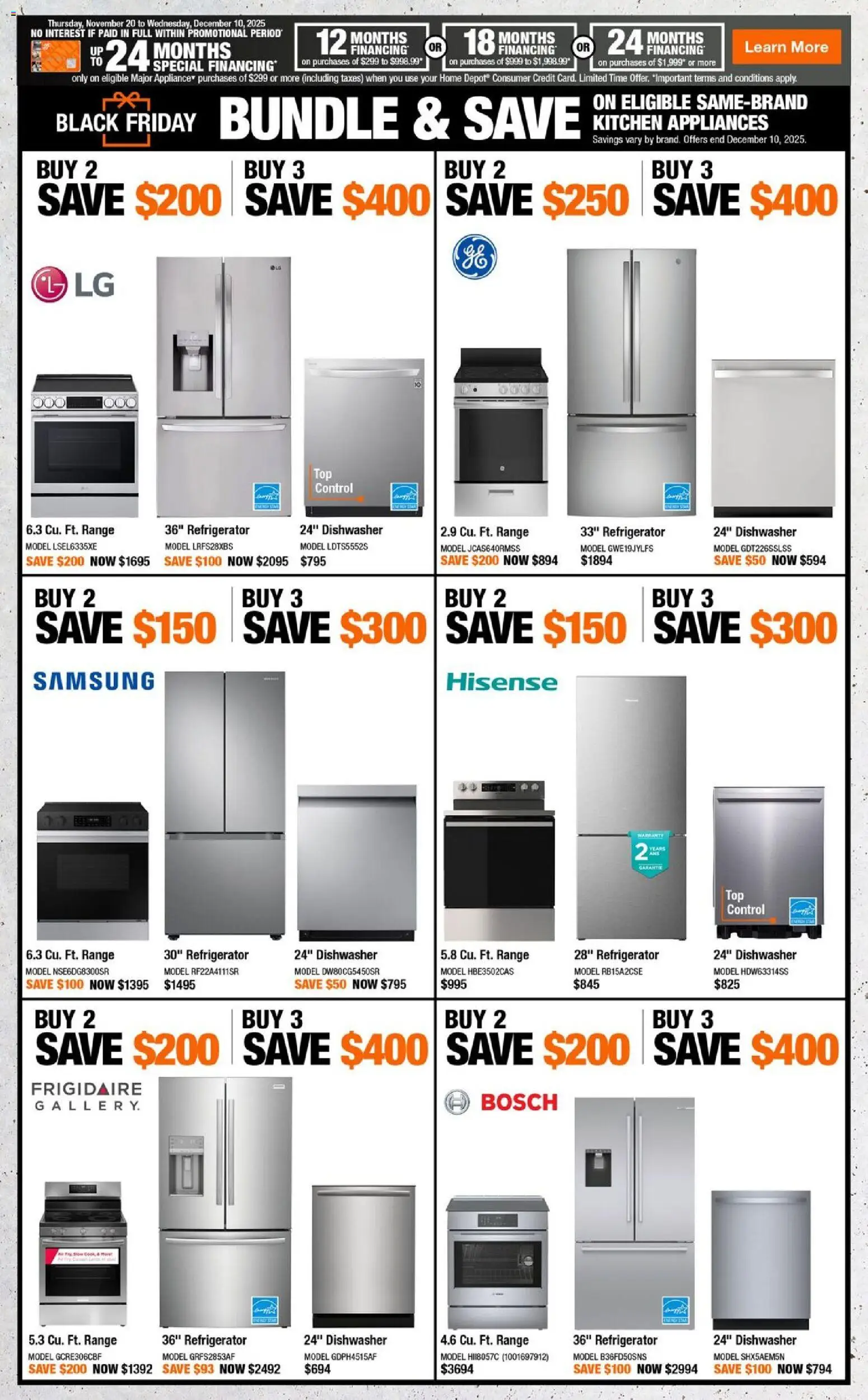 Home Depot flyer valid from 20.11.2025 | Page: 5 | Products: Refrigerator, Dishwasher