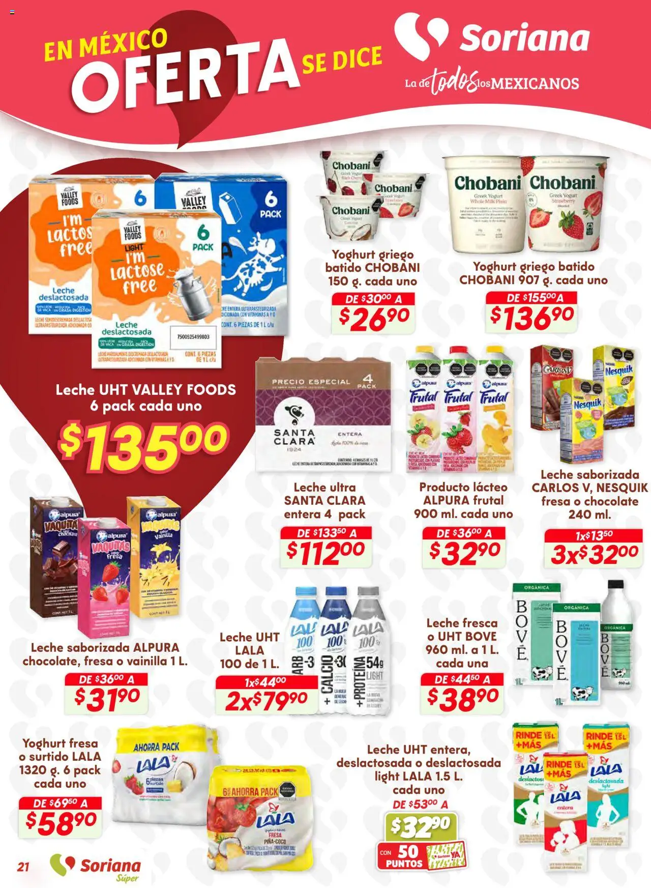 Nuevas ofertas de Soriana válidas en toda la República Mexicana desde el 25.09.2025. ¡Encuentra las mejores ofertas en Soriana - Preciazazaso Súper: Valle de México! | Página: 21 | Productos: Fresa, Leche, Chocolate, Vitaminas