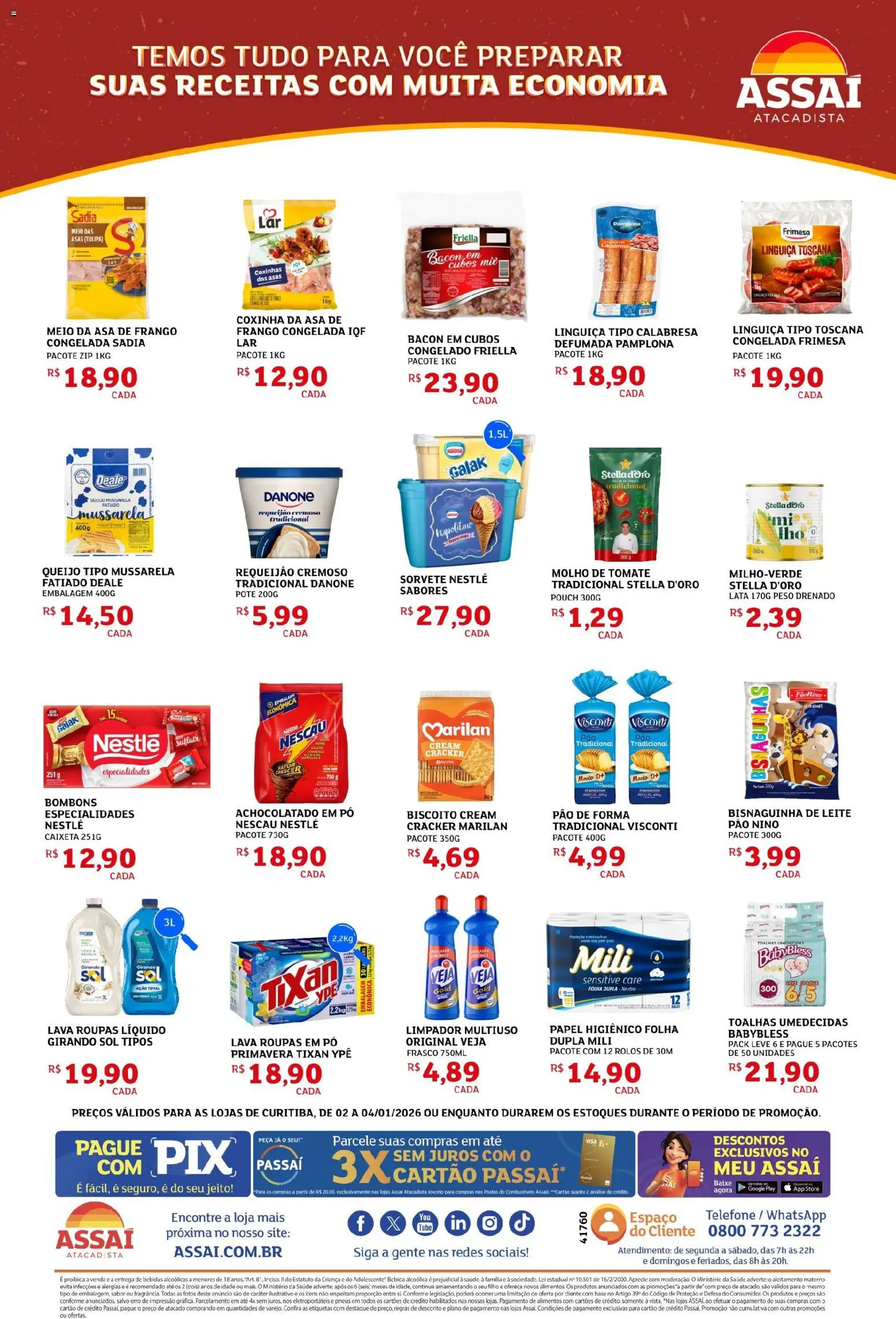 Assaí Atacadista Folheto - válido de 02.01.2026 | Página: 2 | Produtos: Girando sol, Sorvete, Bebida, Requeijão