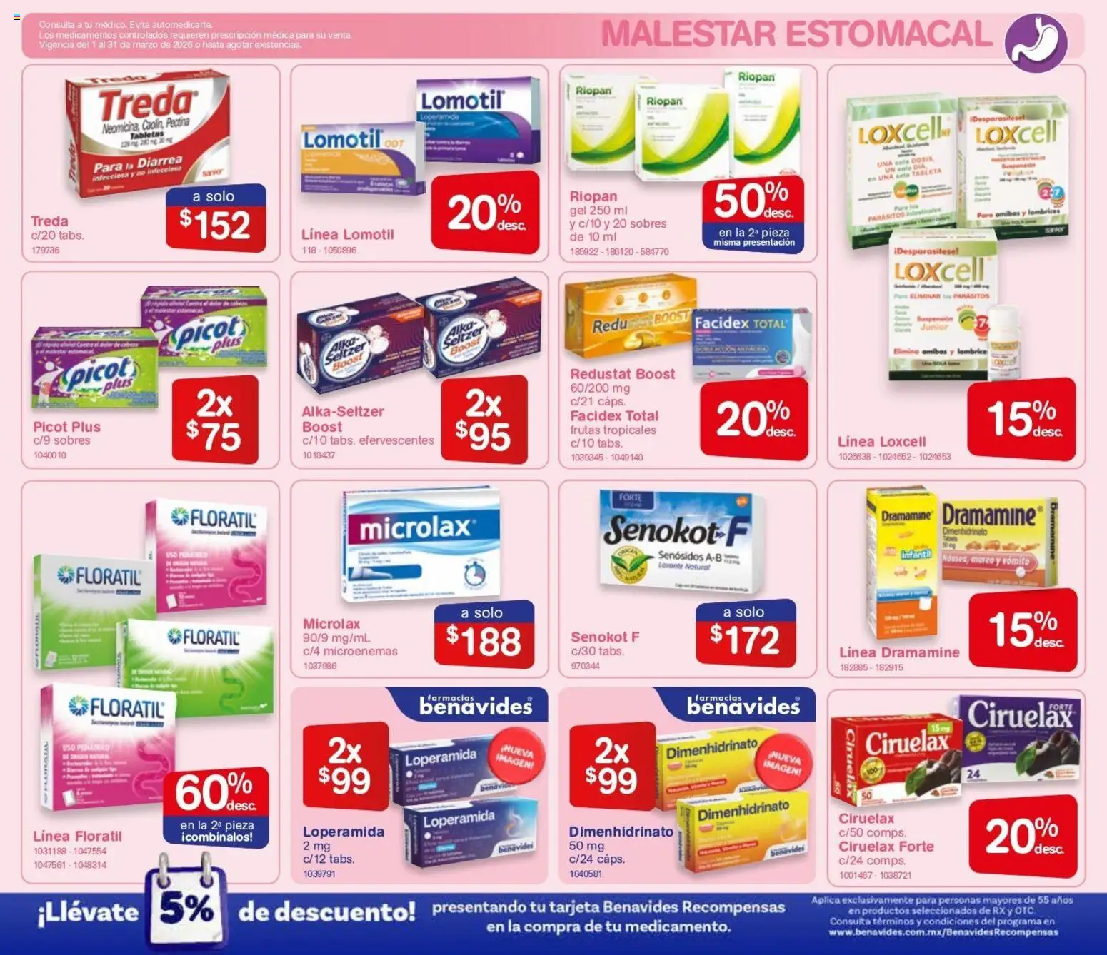 Nuevas ofertas de Farmacia Benavides válidas en toda la República Mexicana desde el 01.01.2026. ¡Encuentra las mejores ofertas en Farmacia Benavides catálogo! | Página: 5 | Productos: Tableta