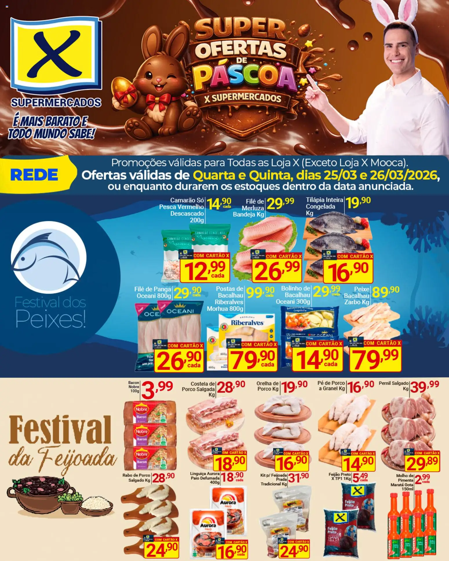 X Supermercados Folheto - válido de 25.03.2026 | Página: 3 | Produtos: Camarão, Tilápia, Peixe, Bandeja