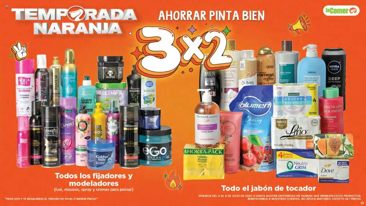 Nuevas ofertas de La Comer válidas en toda la República Mexicana desde el 02.07.2025. ¡Encuentra las mejores ofertas en La Comer folleto! | Página: 19 | Productos: Melón, Body, Té, Jabón