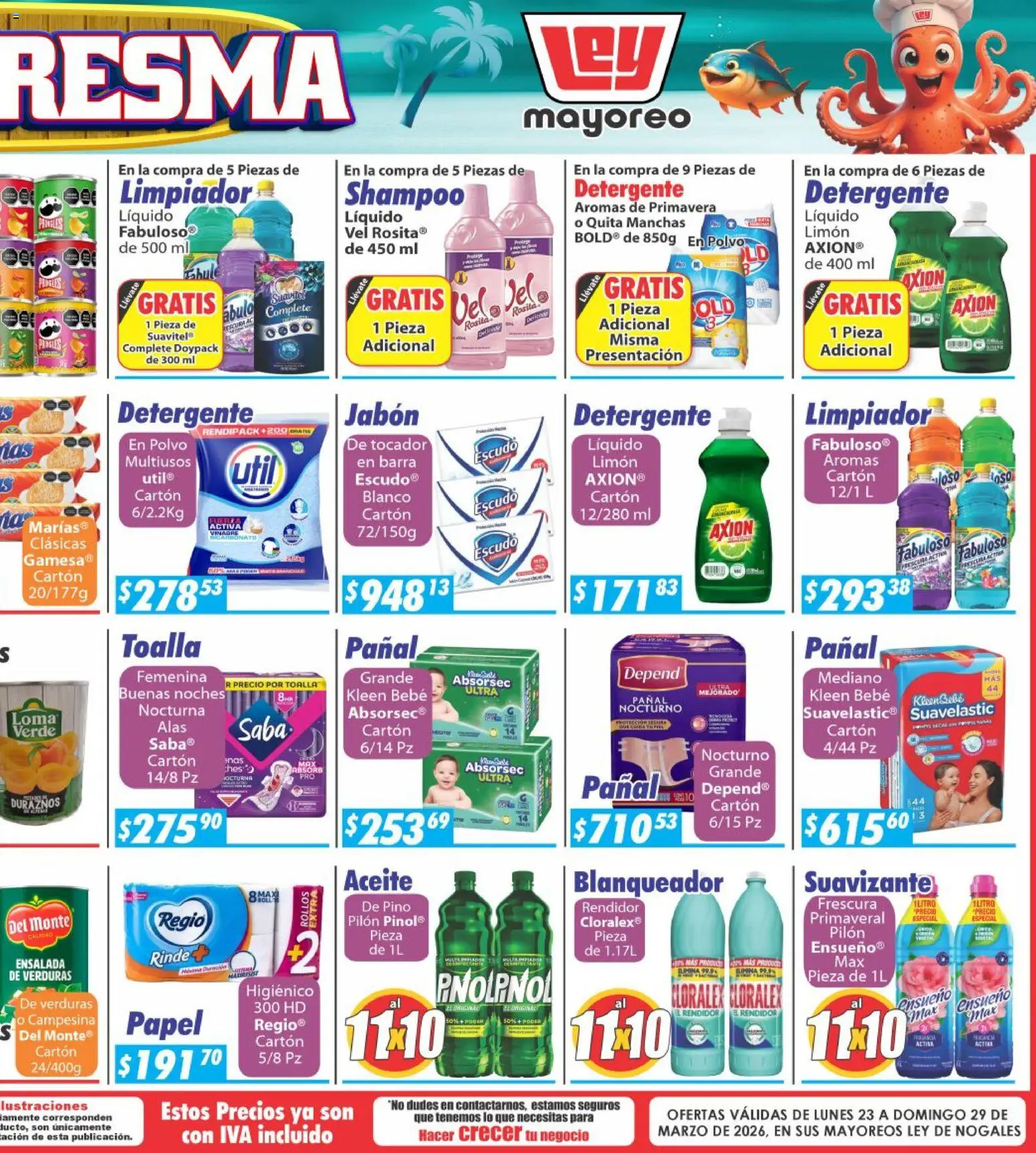 Nuevas ofertas de Casa Ley válidas en toda la República Mexicana desde el 23.03.2026. ¡Encuentra las mejores ofertas en Casa Ley folleto Nogales! | Página: 6 | Productos: Vinagre, Suavizante, Barra, Jabón