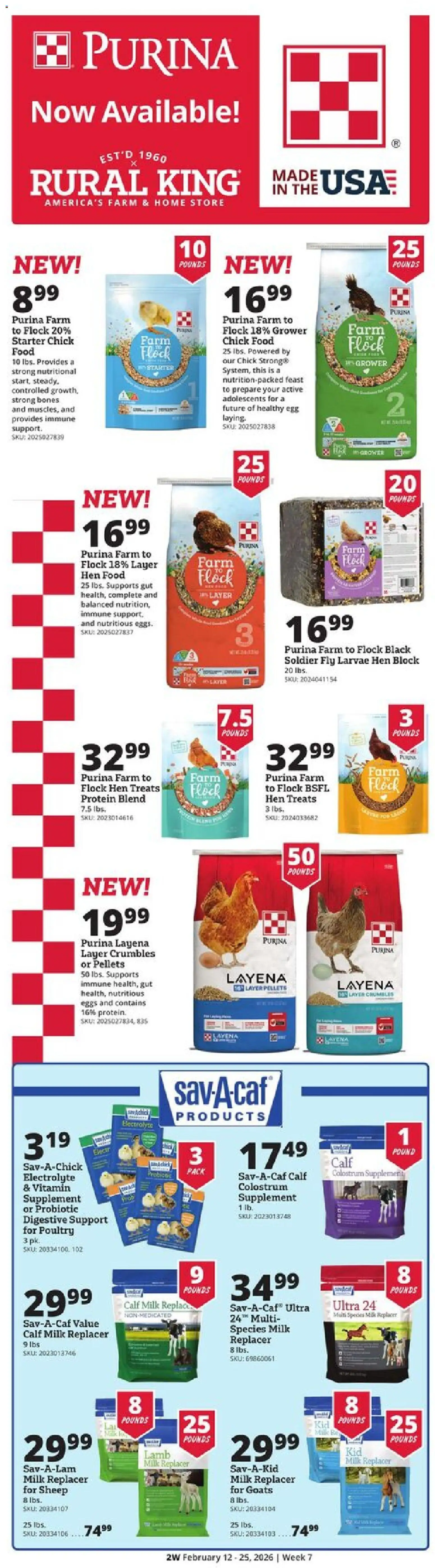 Rural King Weekly Ad - valid from 12.02.2026 | Page: 12 | Products: Milk, Eggs, Starter, Poultry