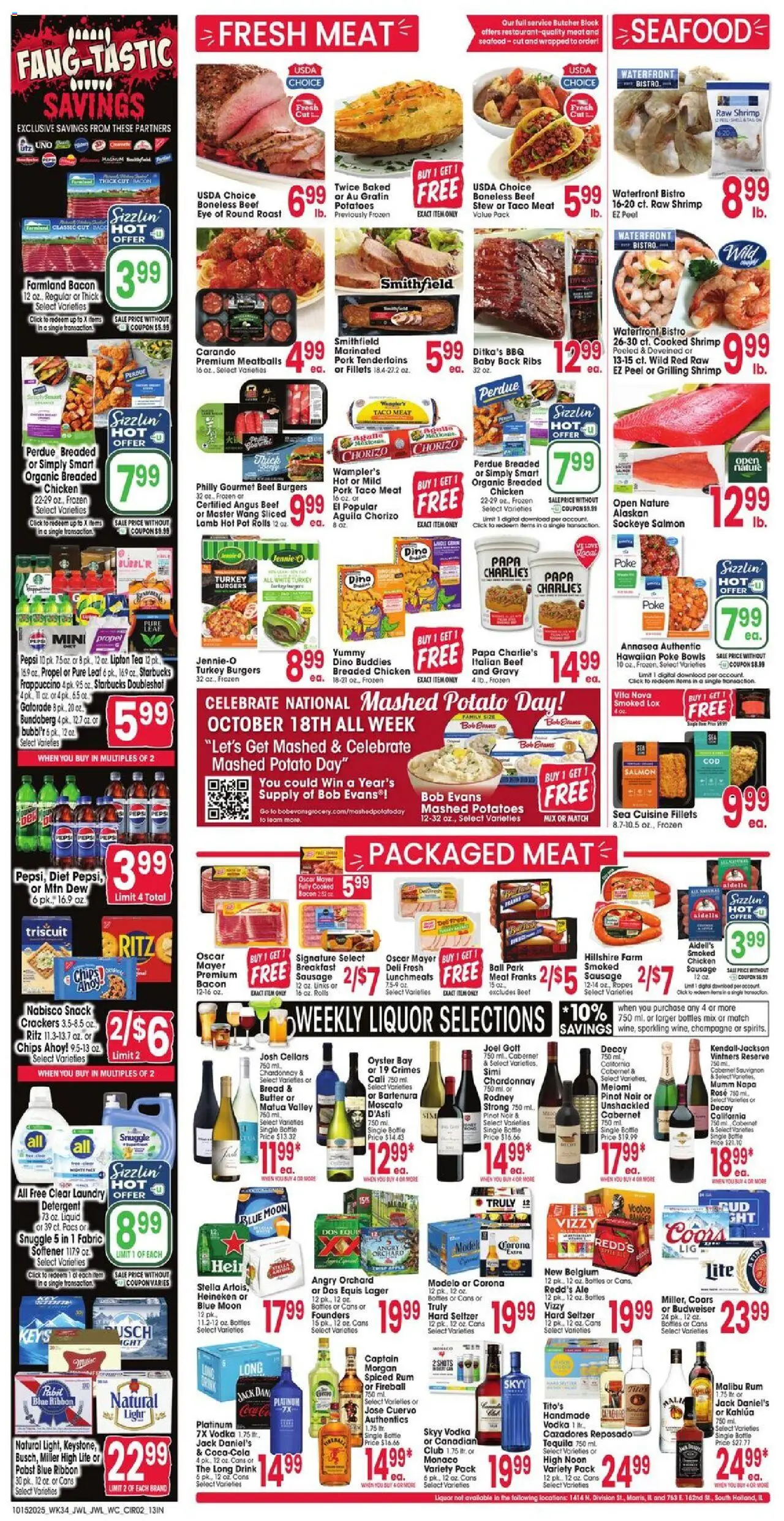 Jewel Osco Weekly Ad - IN - valid from 15.10.2025 | Page: 2 | Products: Tea, Beef, Detergent, Seafood