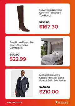 Preview of Macy's weekly ads valid from 20.10.2025 | Page: 5 | Products: Jacket, Suit, Boots