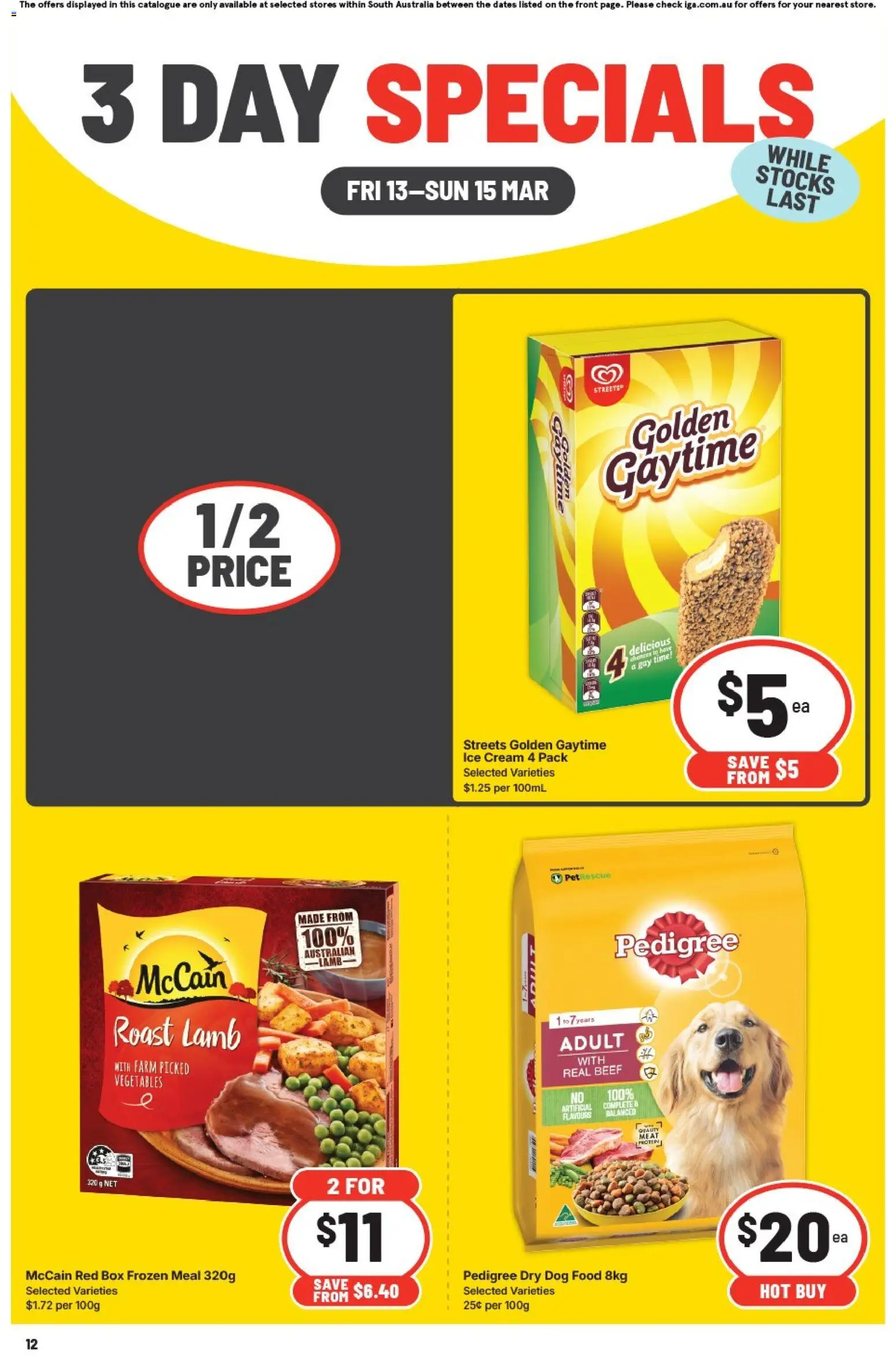 IGA catalogue - valid from 13.03.2026 | Page: 4 | Products: Lamb, Meat, Ice cream, Vegetables