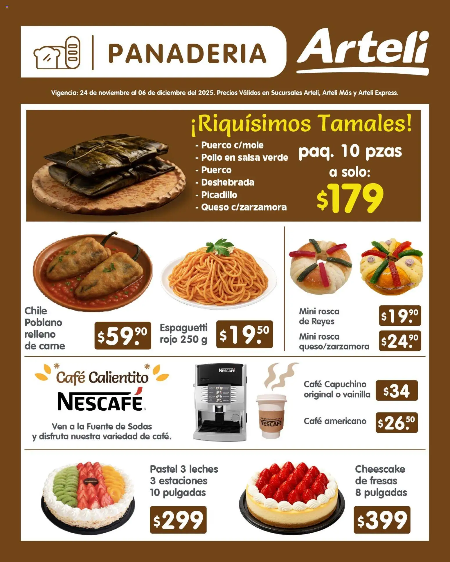 Nuevas ofertas de Arteli válidas en toda la República Mexicana desde el 24.11.2025. ¡Encuentra las mejores ofertas en Arteli folleto Quincenal! | Página: 7 | Productos: Fuente, Café, Fresas, Panadería