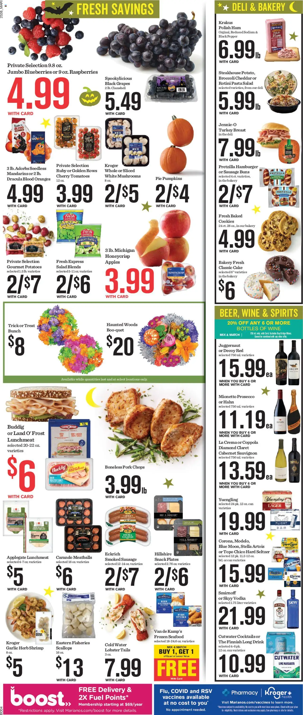Mariano's Weekly Ad - valid from 22.10.2025 | Page: 7 | Products: Mushrooms, Pork, Seafood, Blueberries