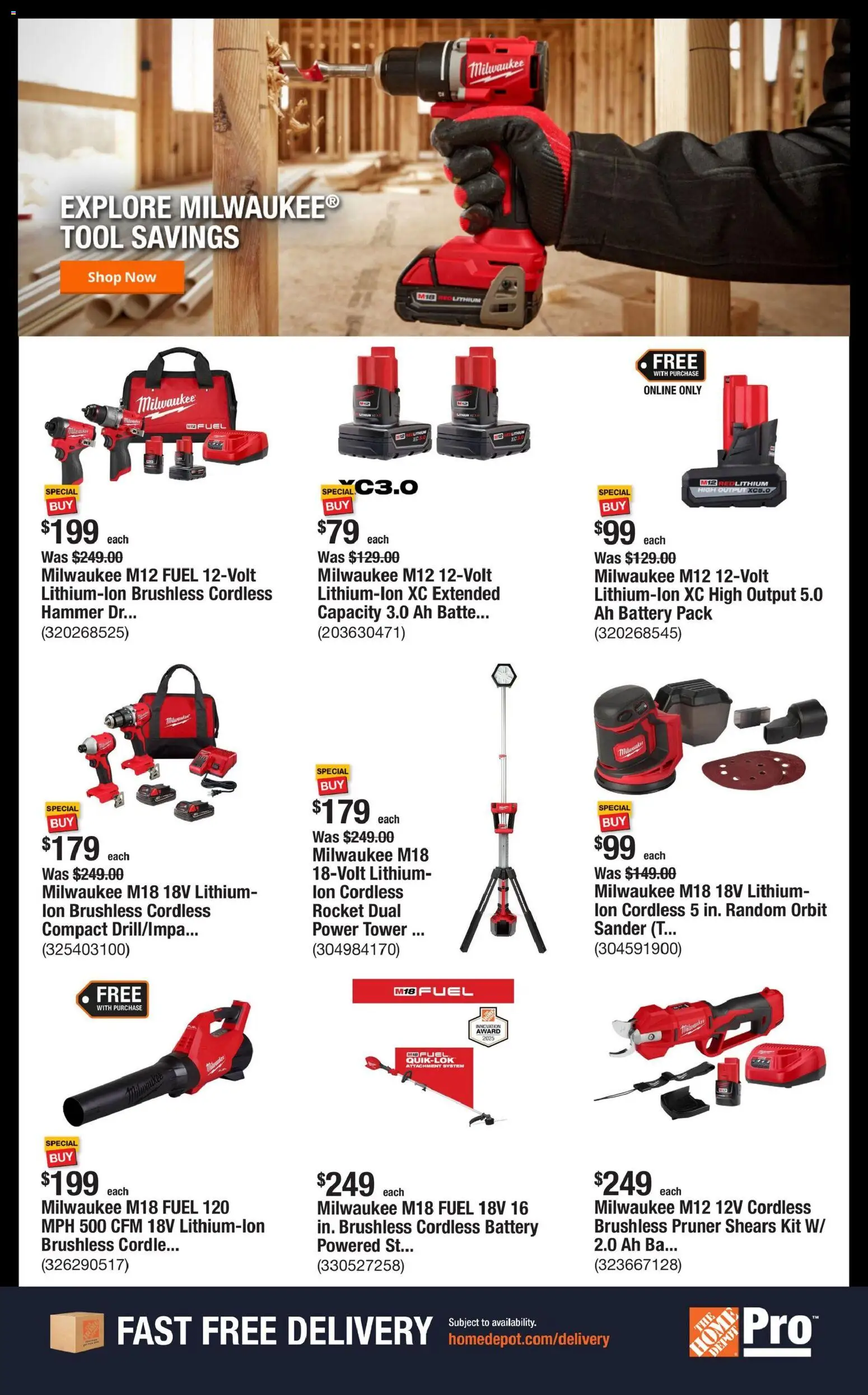 Home Depot Shop Pro Ad - OH - valid from 29.12.2025 | Page: 6 | Products: Pruner, Sander, Battery, Hammer
