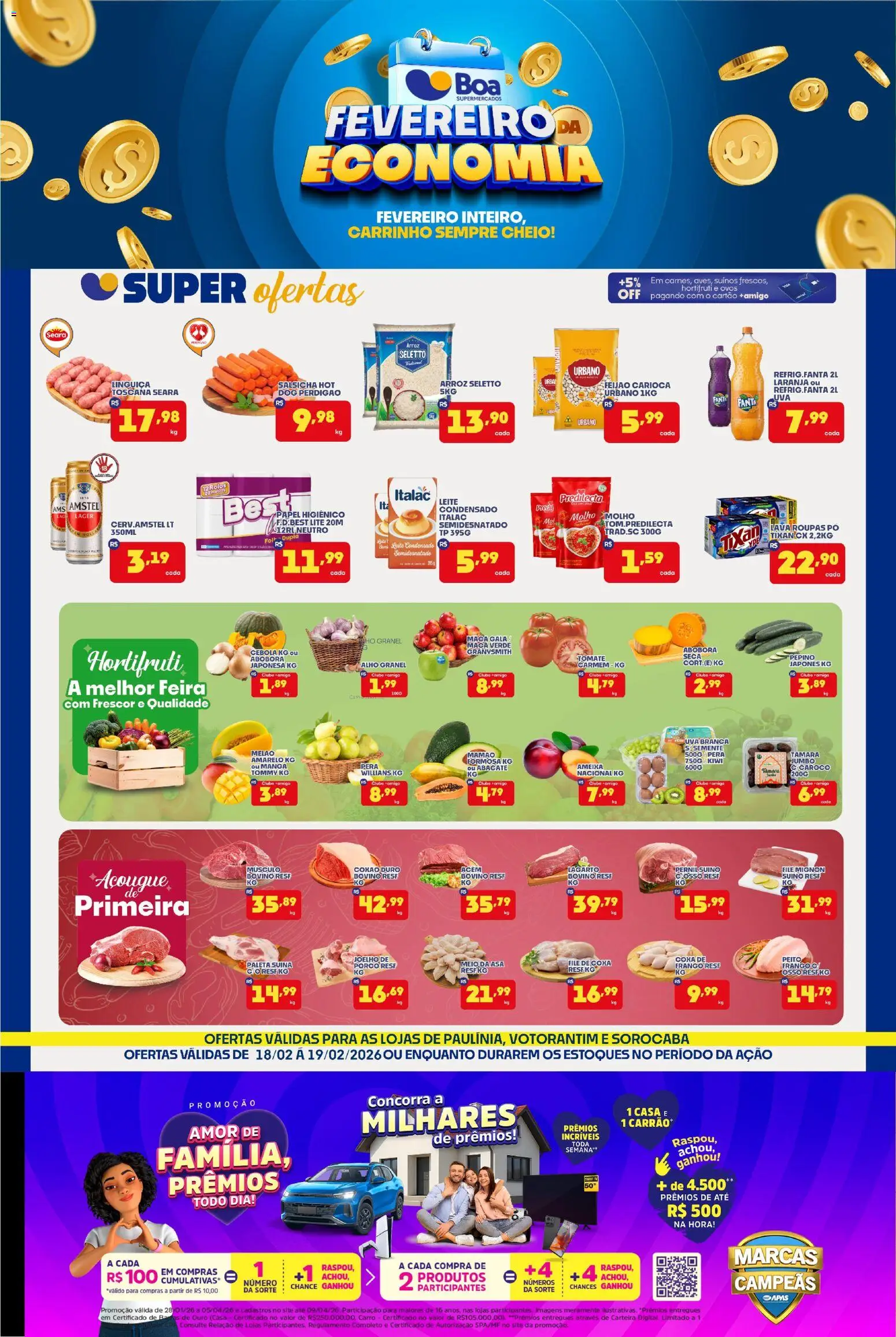 Boa Supermercados Folheto - válido de 18.02.2026 | Página: 1 | Produtos: Filé mignon, Frango, Leite condensado, Ameixa