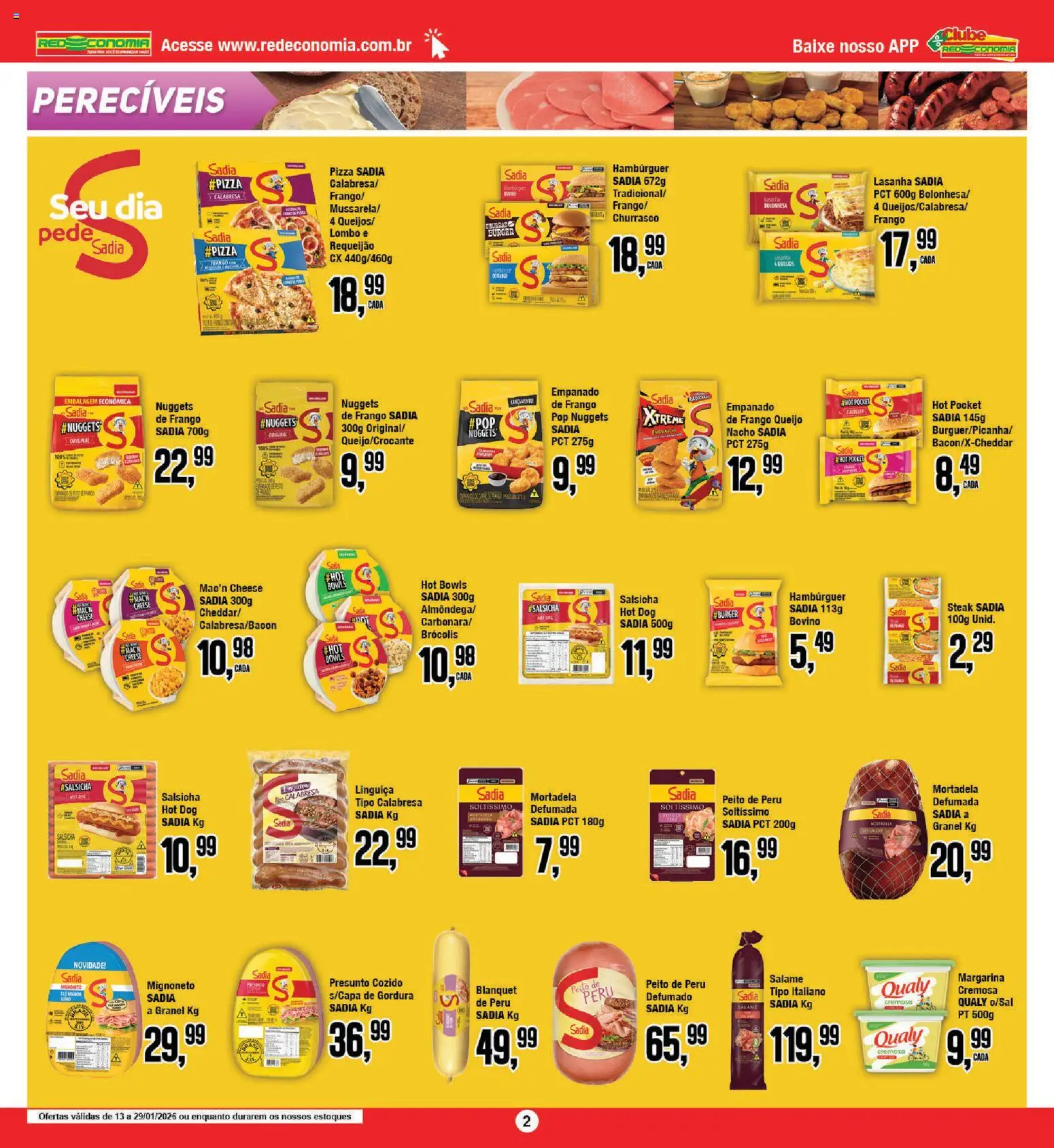 RedEconomia Folheto - válido de 12.01.2026 | Página: 2 | Produtos: Salsicha, Salame, Lasanha, Brócolis